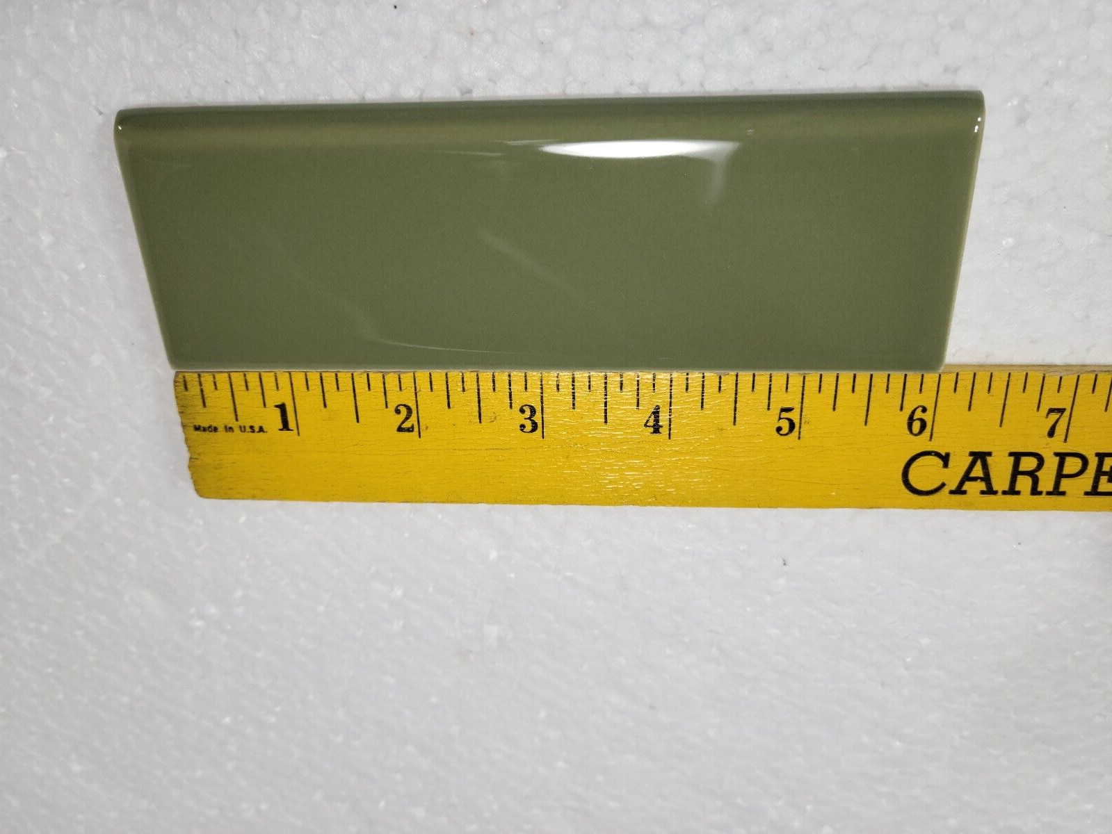 Avocado Green Ceramic Tile Bullnose Subway Backsplash Trim Mid Century Modern