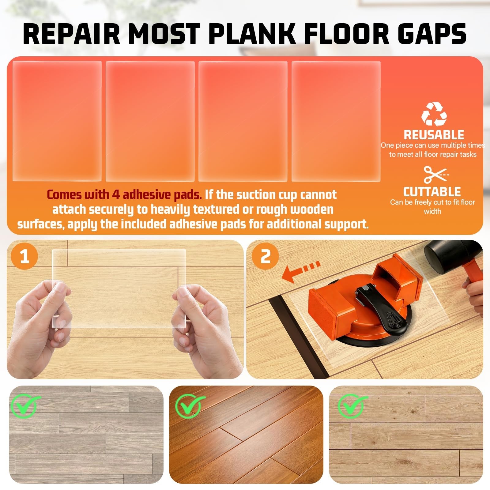 Floor Gap Repair Tool,Heavy Duty Floor Gap Fixer Suction Cup Tool | Enhanced …
