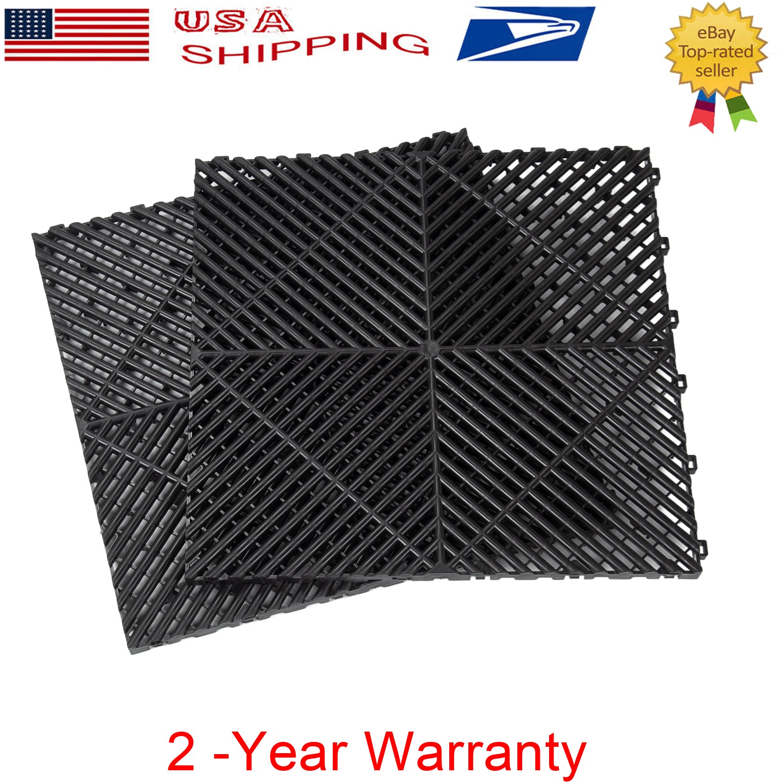 50Pcs Garage Floor Tiles Interlocking PVC 15.75”x15.75” Vented Water Drainage