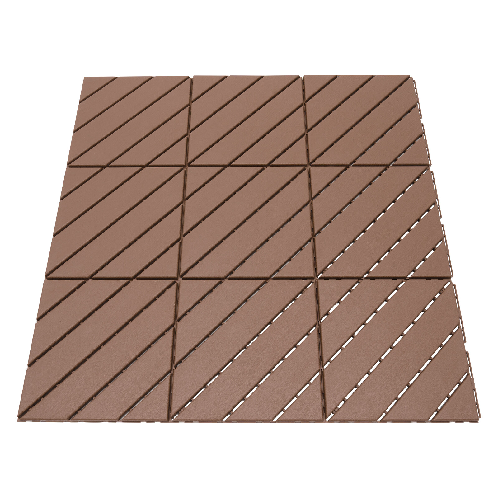 27 PACK Plastic Interlocking Deck Tiles Outdoor Patio Flooring Coffee 12″x12″.