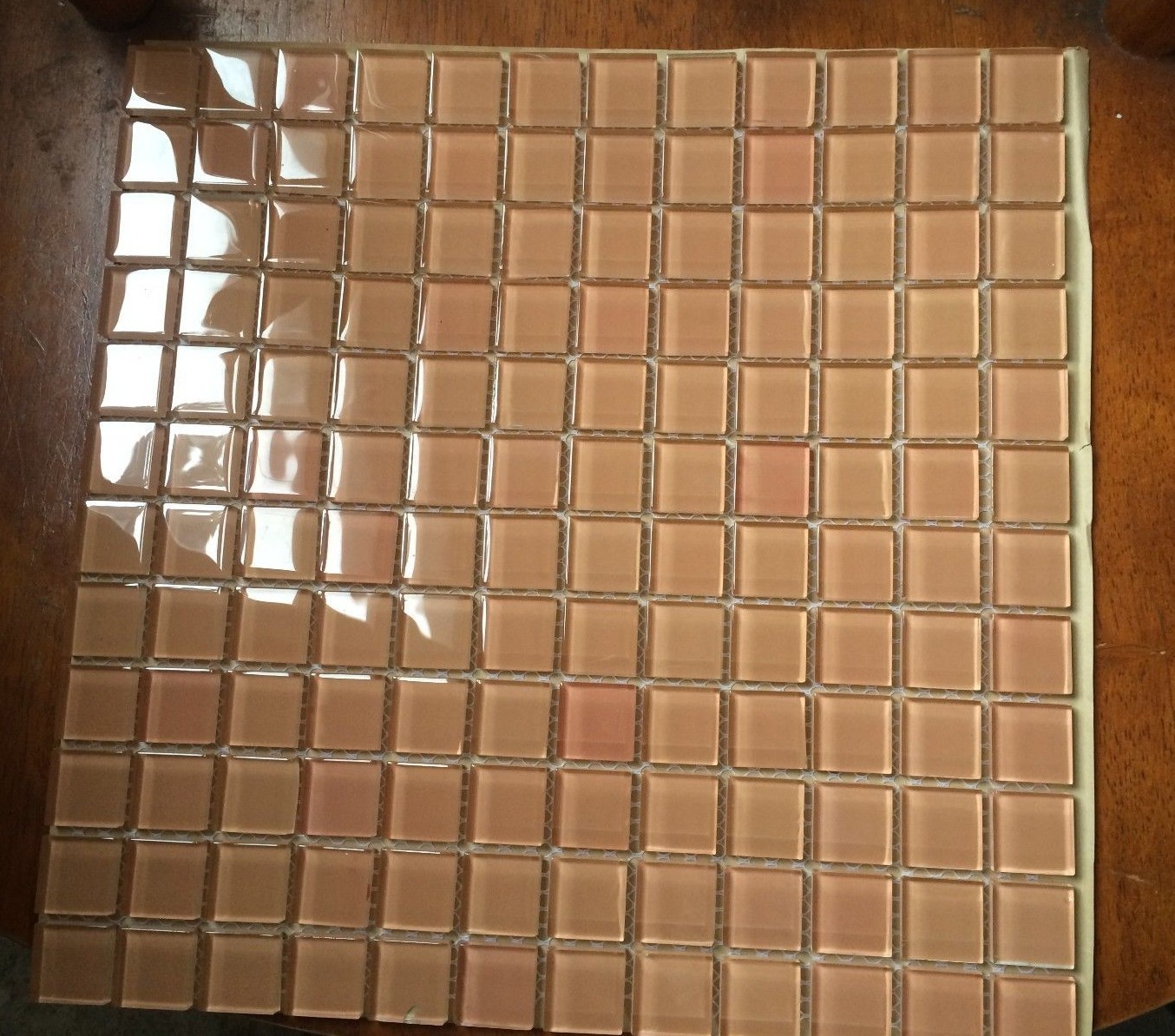 1″x1″ Crystal Glass Tile Mosaic Kitchen Bathroom Wall: light peach beige color