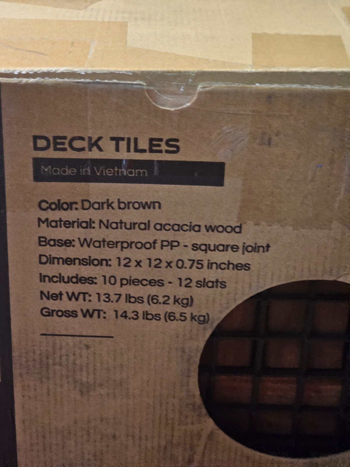 (QTY 10) THYOI Deck Tiles, Patio Flooring 12″ x 12″ Waterproof Acacia Wood Tiles