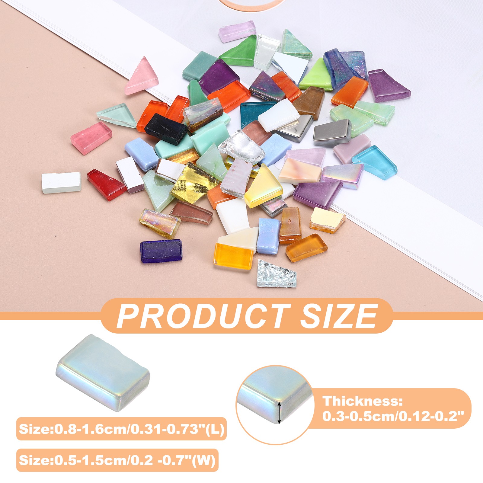 Irregular Glass Mosaic, 300G/0.7LB, White Grey