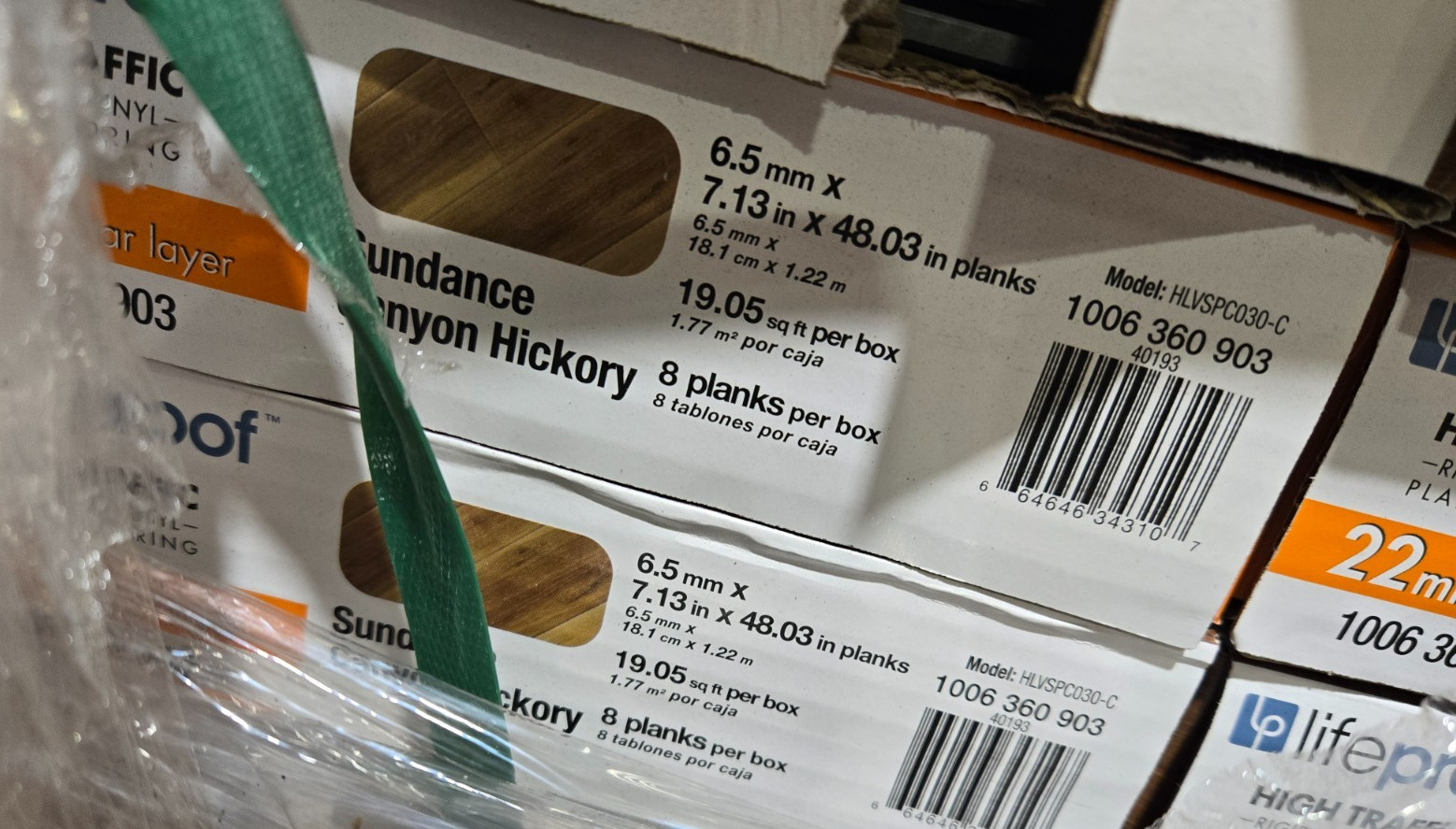 Pallet Sale – Lifeproof Sundance Canyon Hickory 22 mil plank flooring – 25 cases