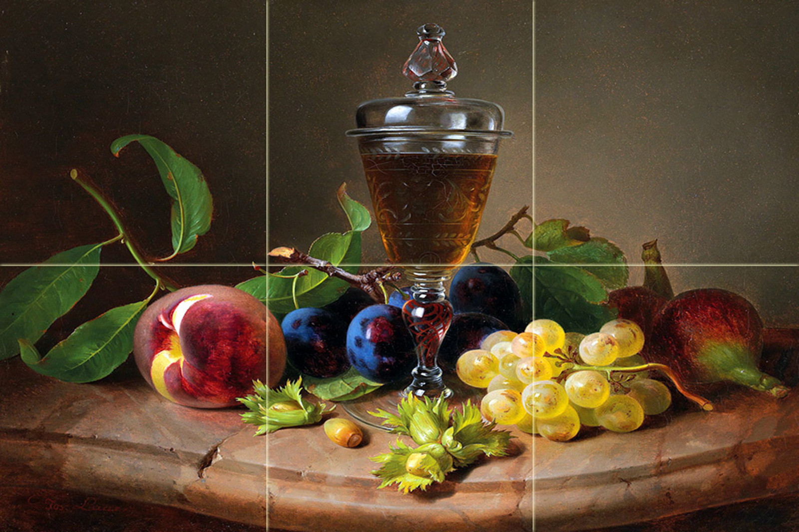 glass of wine and fruit Tile Mural Kitchen Bathroom Backsplash Ceramic 18×12