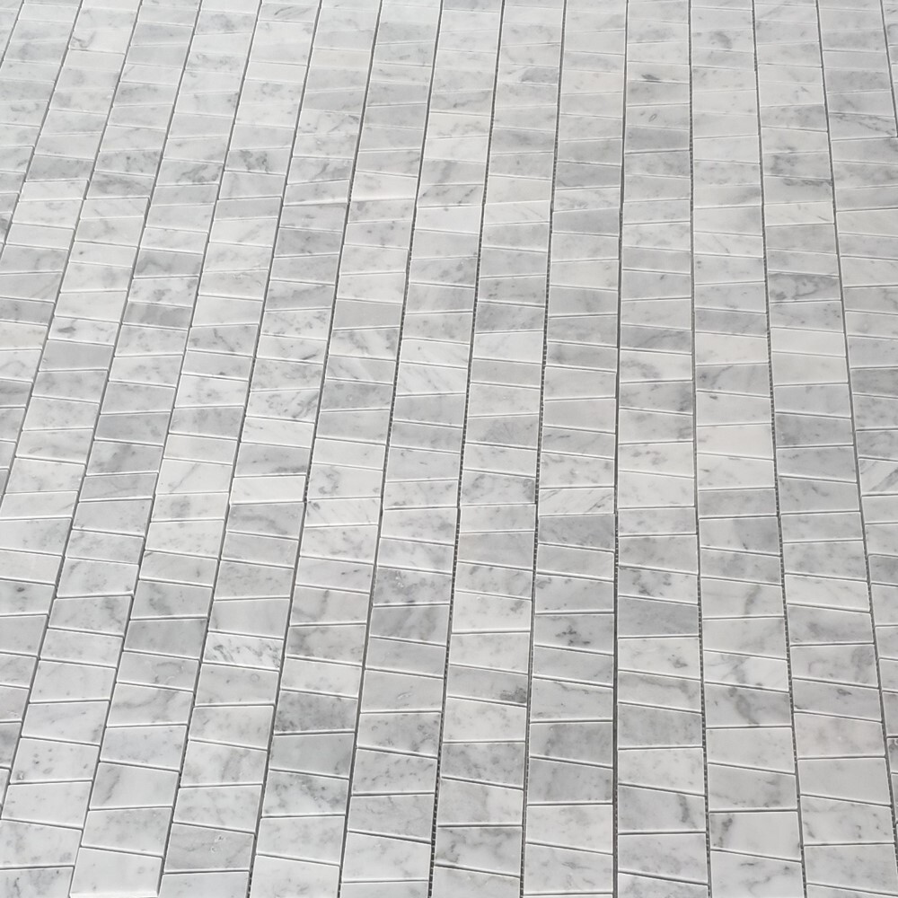 C2AXH Carrara White Marble Trapezoid Tappered Mosaic Wall Floor Tile Honed
