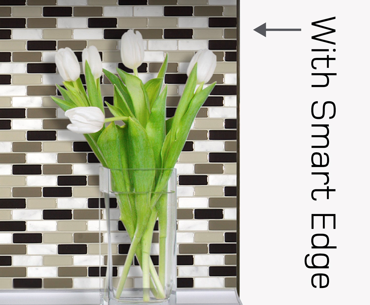 Smart Tiles SmartEdge Brillo Peel and Stick Finishing Edge Backsplash Border
