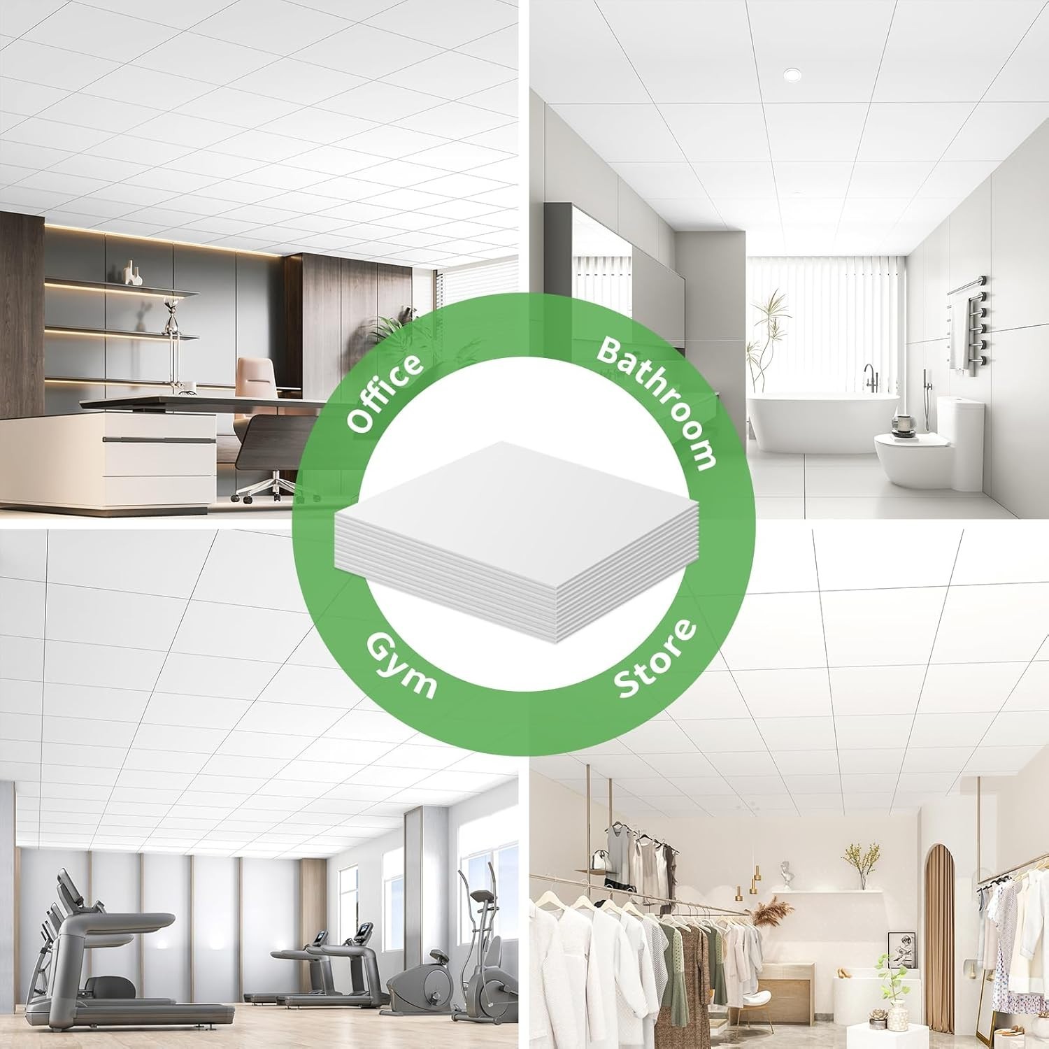 Classic White 24″x24″ Drop Ceiling Tiles – 48 Sq.Ft Coverage, Easy Install