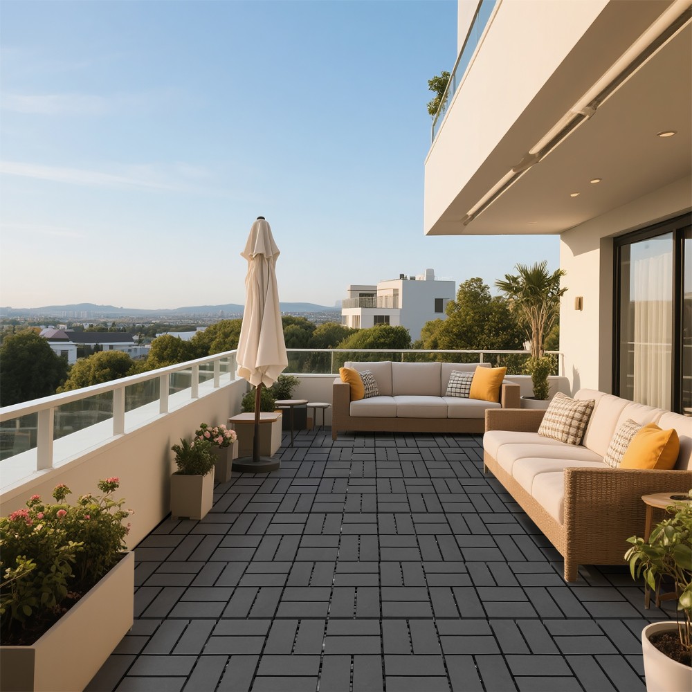 44x Plastic Interlocking Decking Tiles Terrace Decking Tiles, 12 X12 Inches