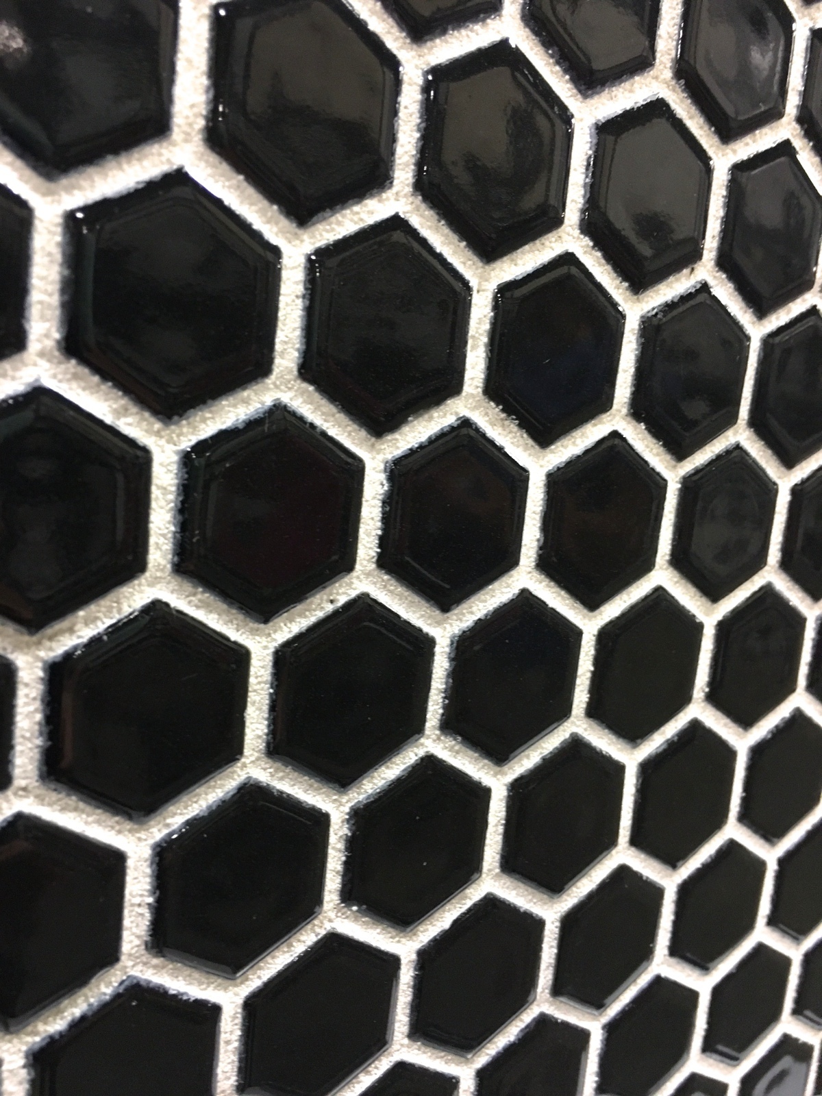 Black Glossy 1×1 Hexagon Porcelain Mosaic Tile Wall and Floor Backsplash