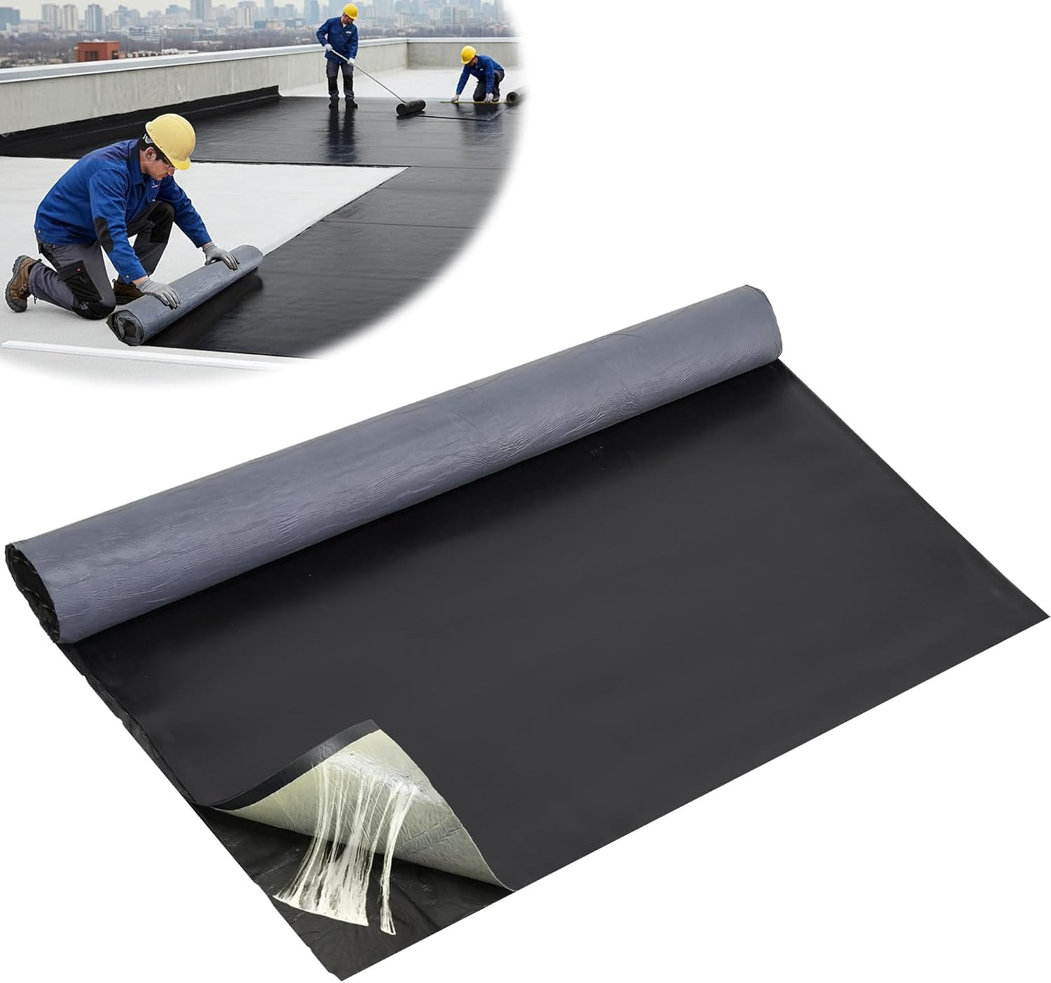 50 Mil EPDM Rubber Roofing Materials Roll 39 in x 16.4 ft | Self-Adhesive Waterp