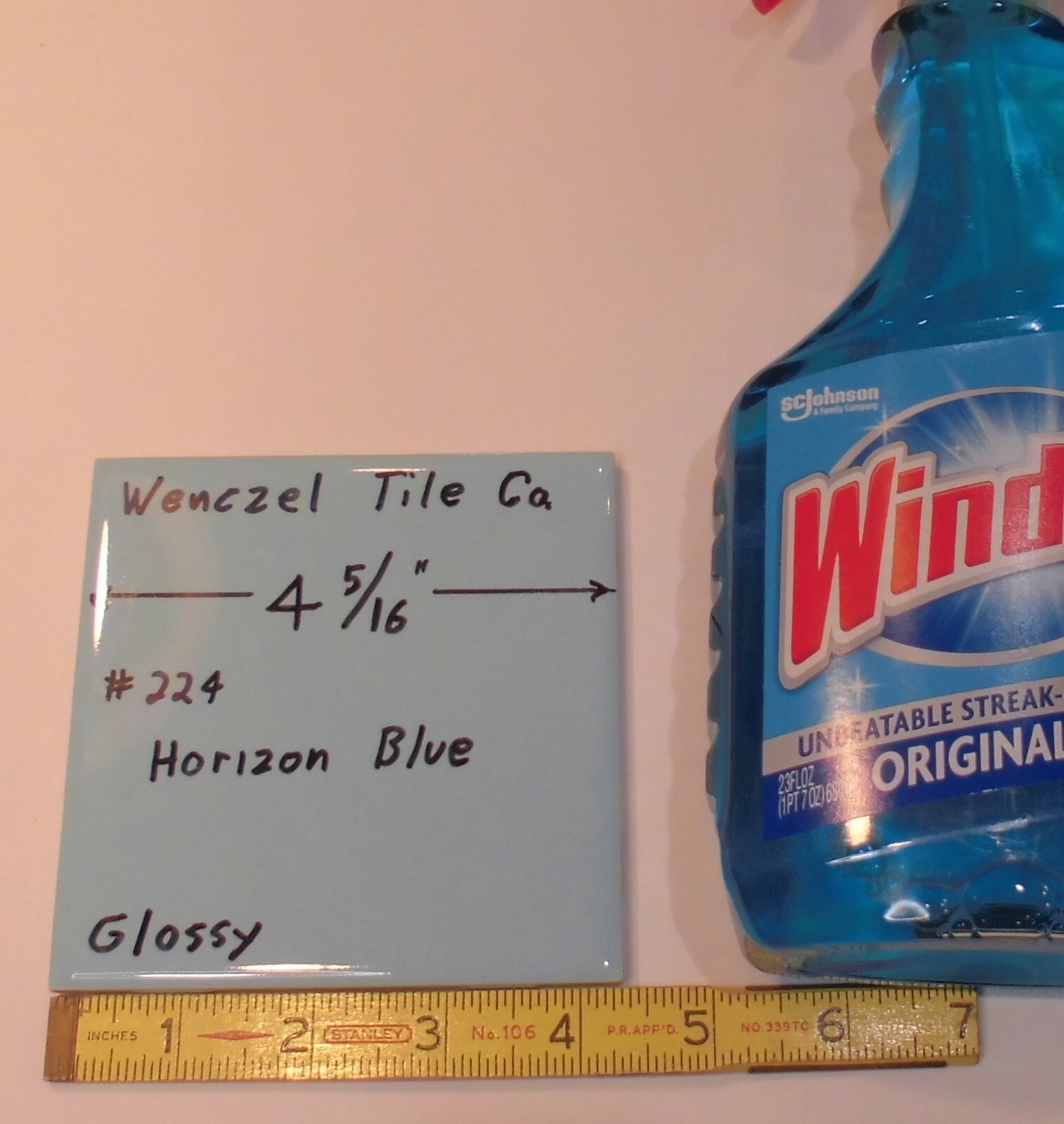 1 pc. Horizon – Medium Blue: Glossy Ceramic Tile by Wenczel Tile Co. 4-5/16″ New
