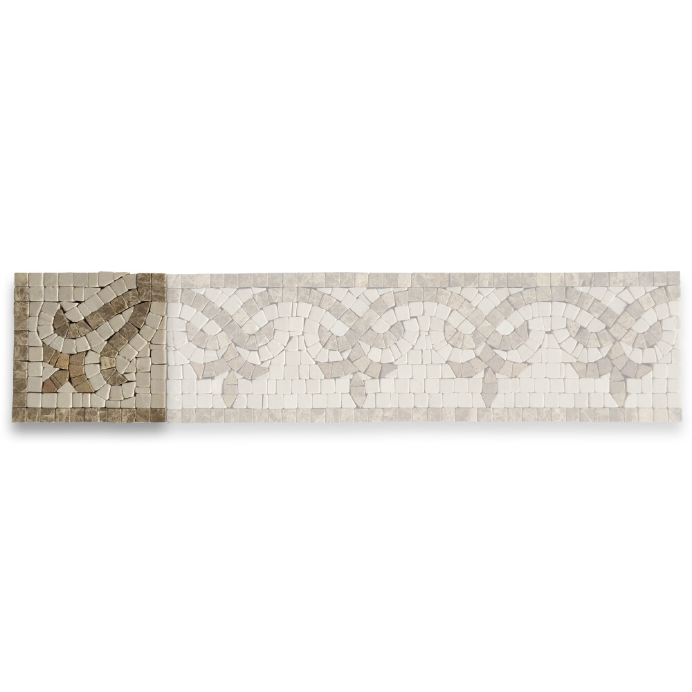 B0029CT Marble Mosaic Border Decorative Accent Tile Palm Emperador 4×4 Tumbled
