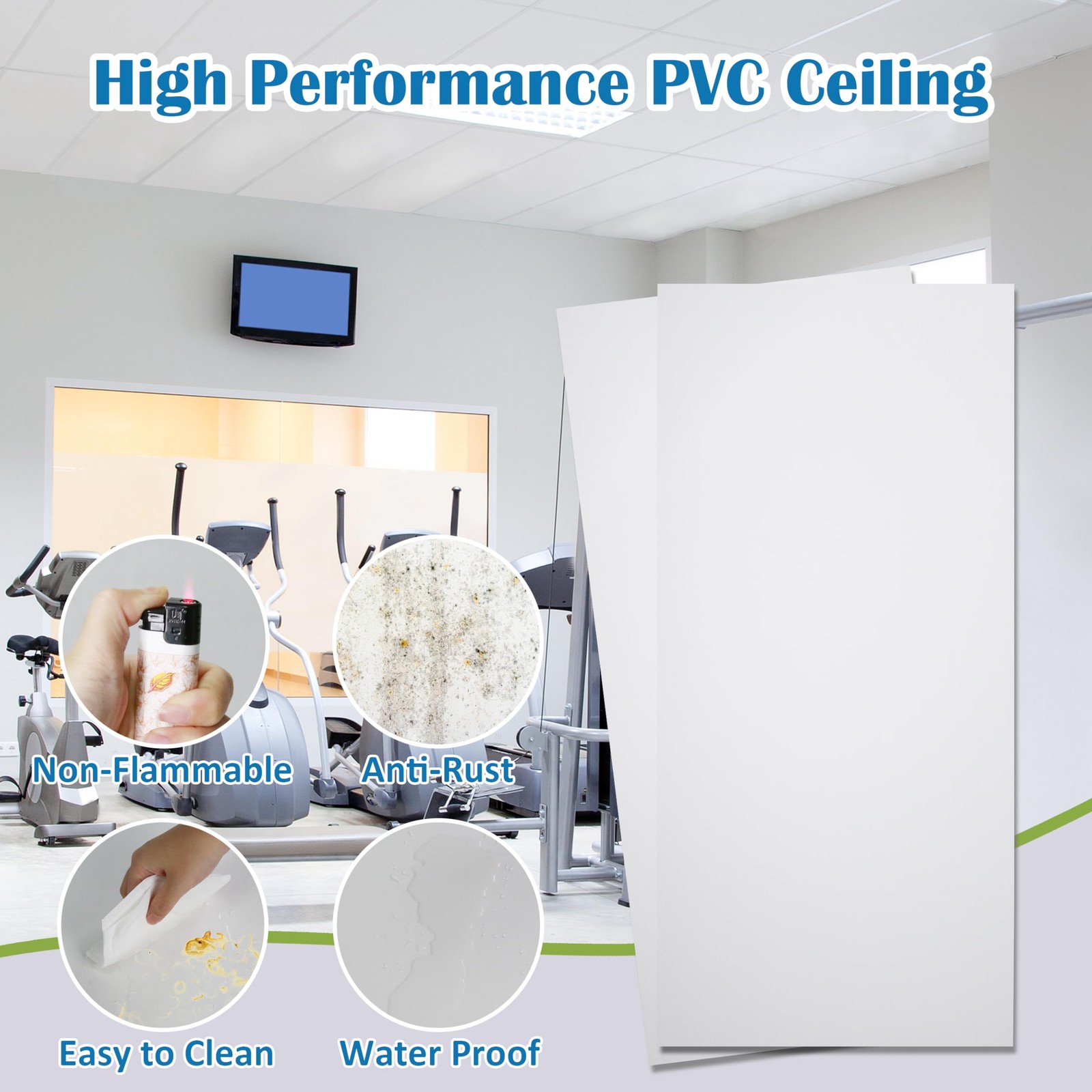 10-Pack Drop Ceiling Tile 2Ft X 4Ft, Smooth White PVC Ceiling Panel 24 X 48In, 5