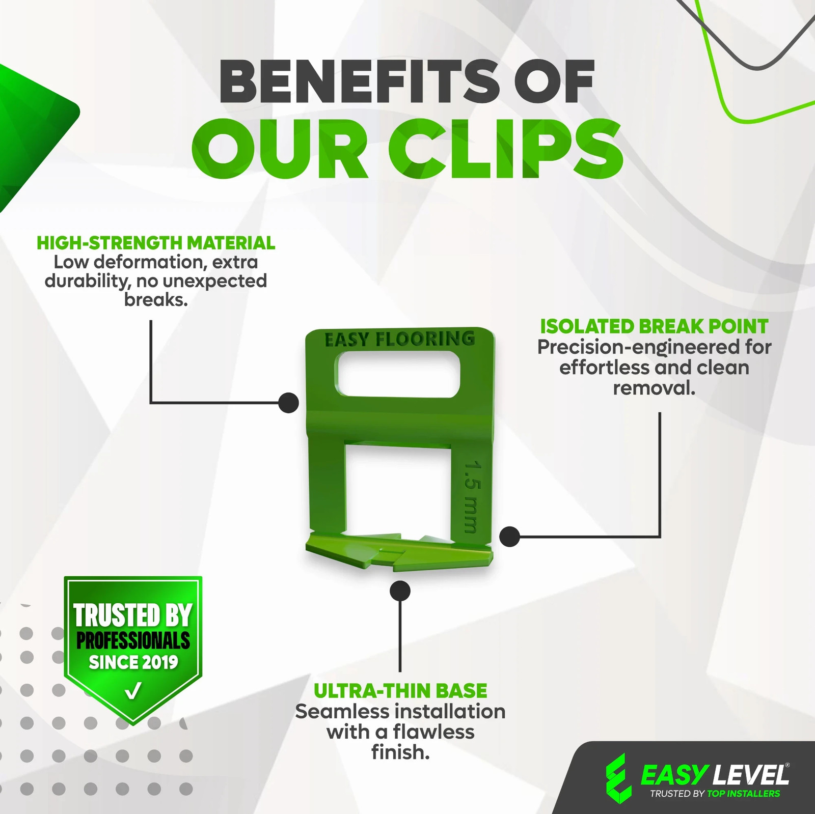 Tile Leveling System Clips 1/16″ (1.5 mm) – Standard Spacers