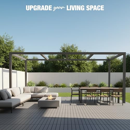 Premium Acacia Wood Interlocking Deck Tiles, 9 PCS 12″x12″x0.9″ Gray – Striped