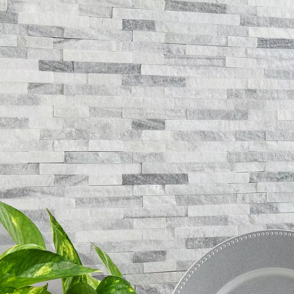 Alaska Gray Split Face 12 In. X 12 In. X 10 Mm Textured Marble Mosaic Tile (10 S