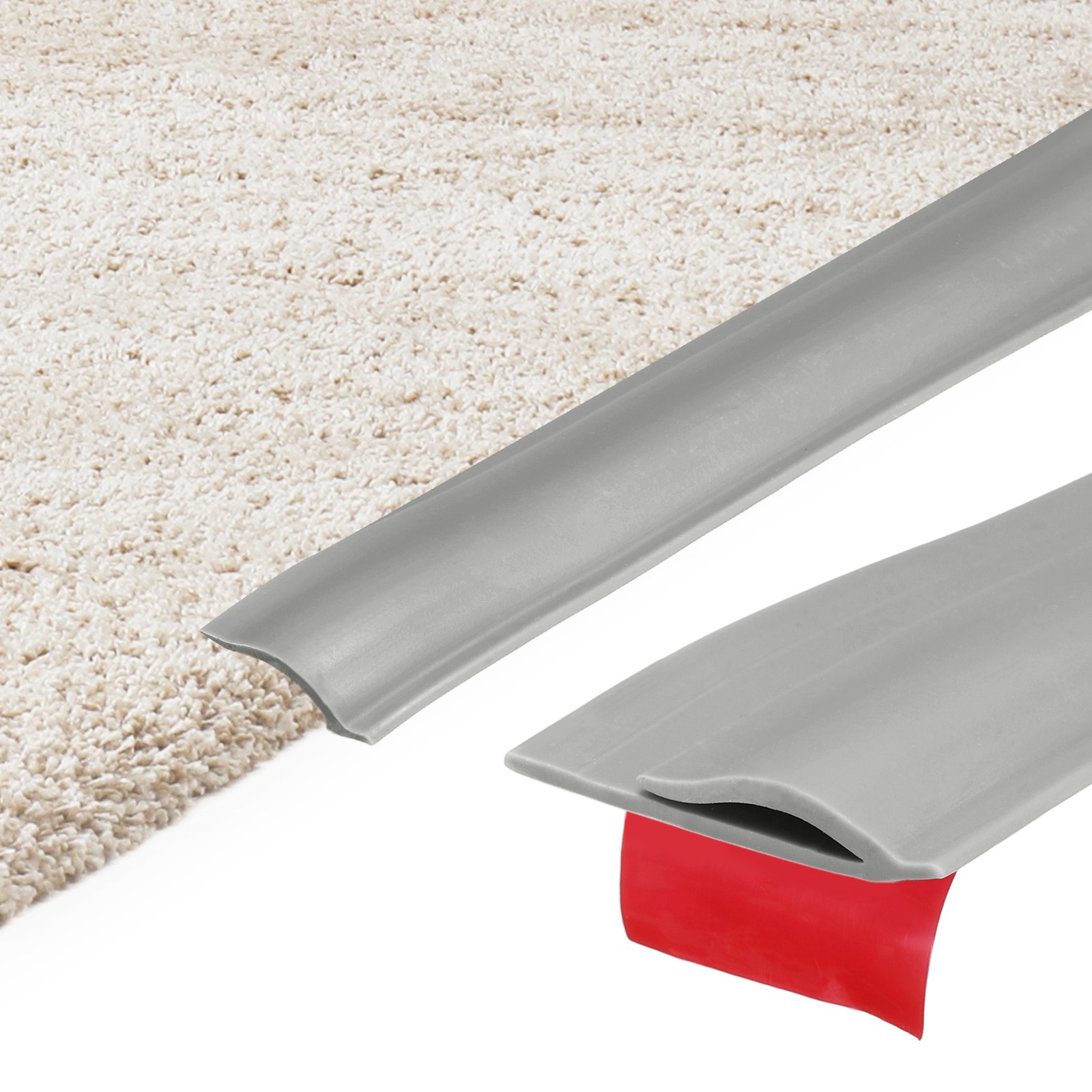 9.84Ft x 1.3″ x 0.22″ Self-Adhesive Carpet Edge Strip TPE Gap Cover Gray,