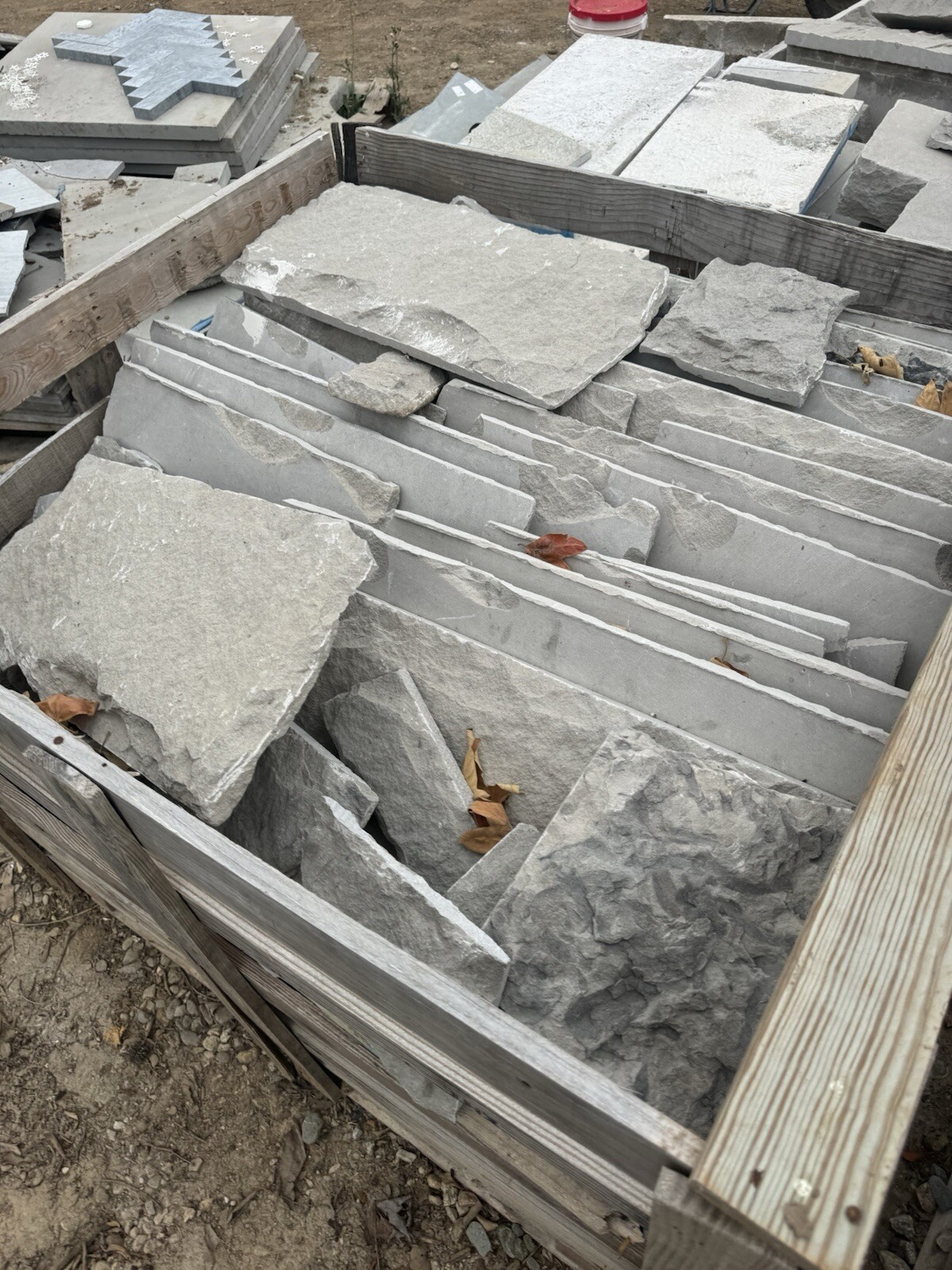 Grey Limestone Cladding And Pavers Random Widths , Pavers And Blocks Available