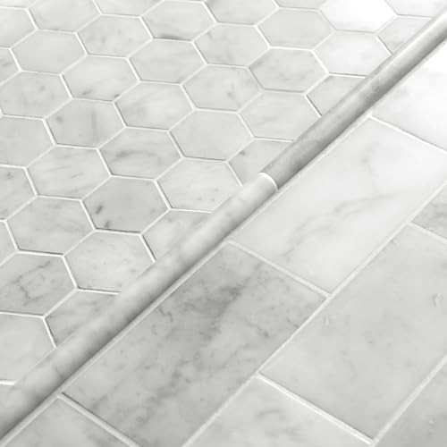 10-Pack White Marble Pencil Liner Tile 3/4″ x 12″ Honed Edge Trim for Backsplash