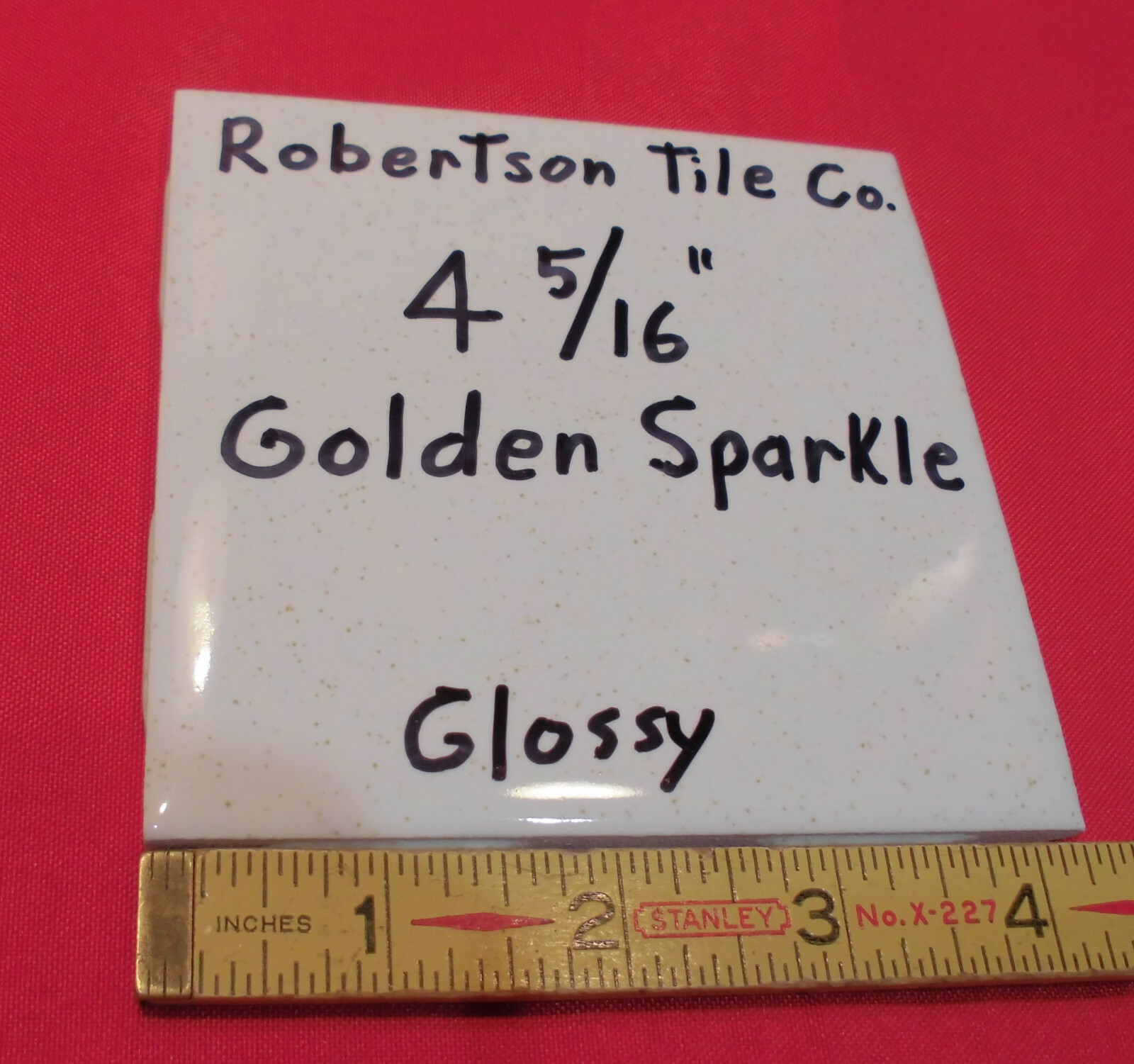 1 pc. Ceramic Tile *Golden Sparkle – Gold Dust* 4-3/8″- 4-5/16″ Robertson Co.