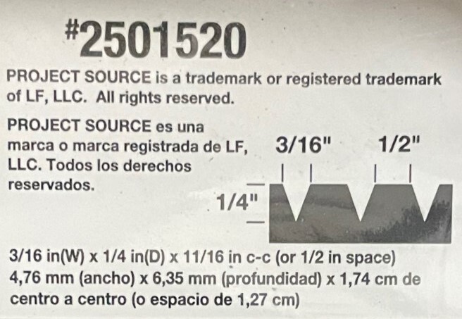 Project Source Metal Adhesive Trowel 3/16″ Wide x 1/2″ Deep – 2501520 – NEW
