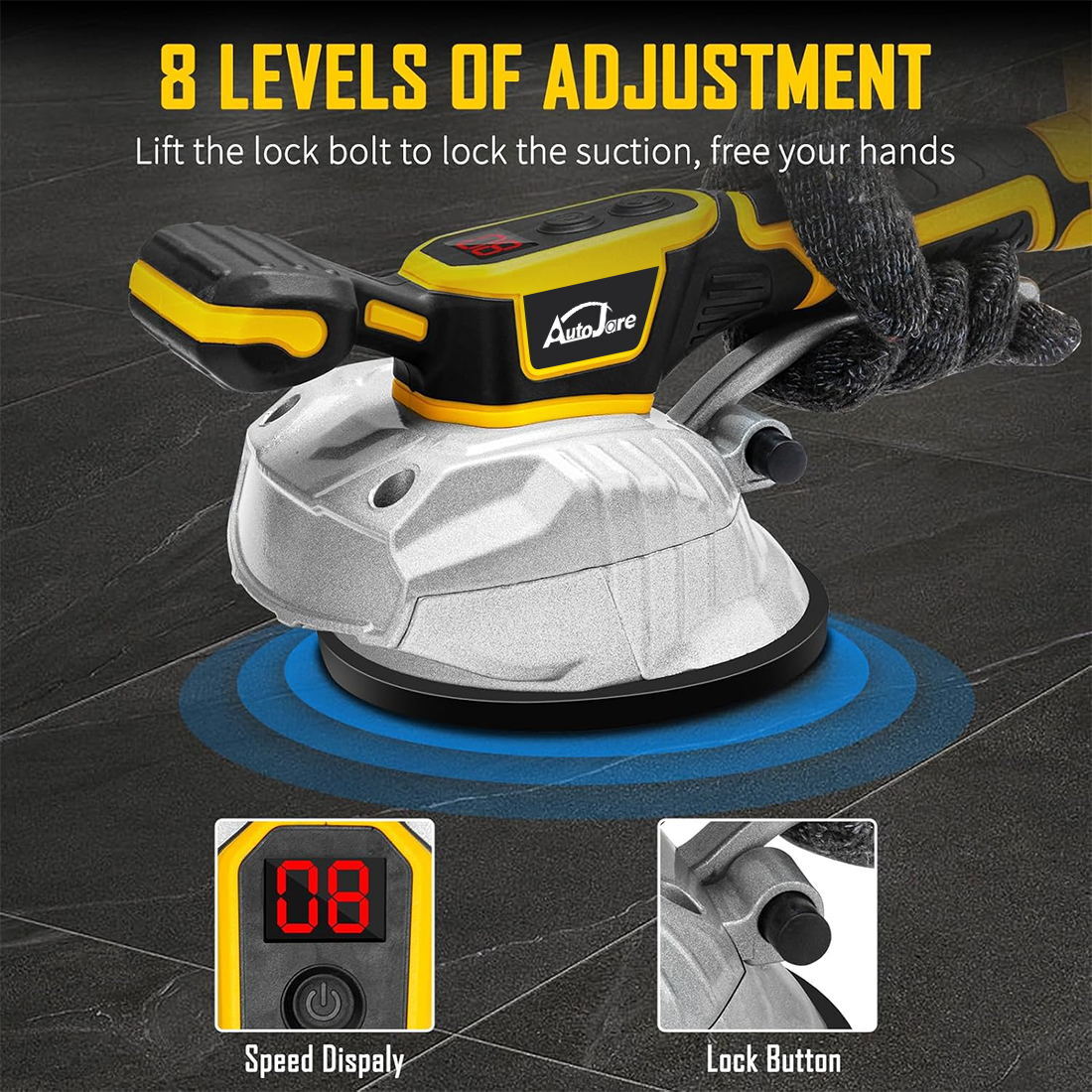 Tile Vibration Leveling Machine Tool for Dewalt 20V Battery Suction Cup 8-speeds