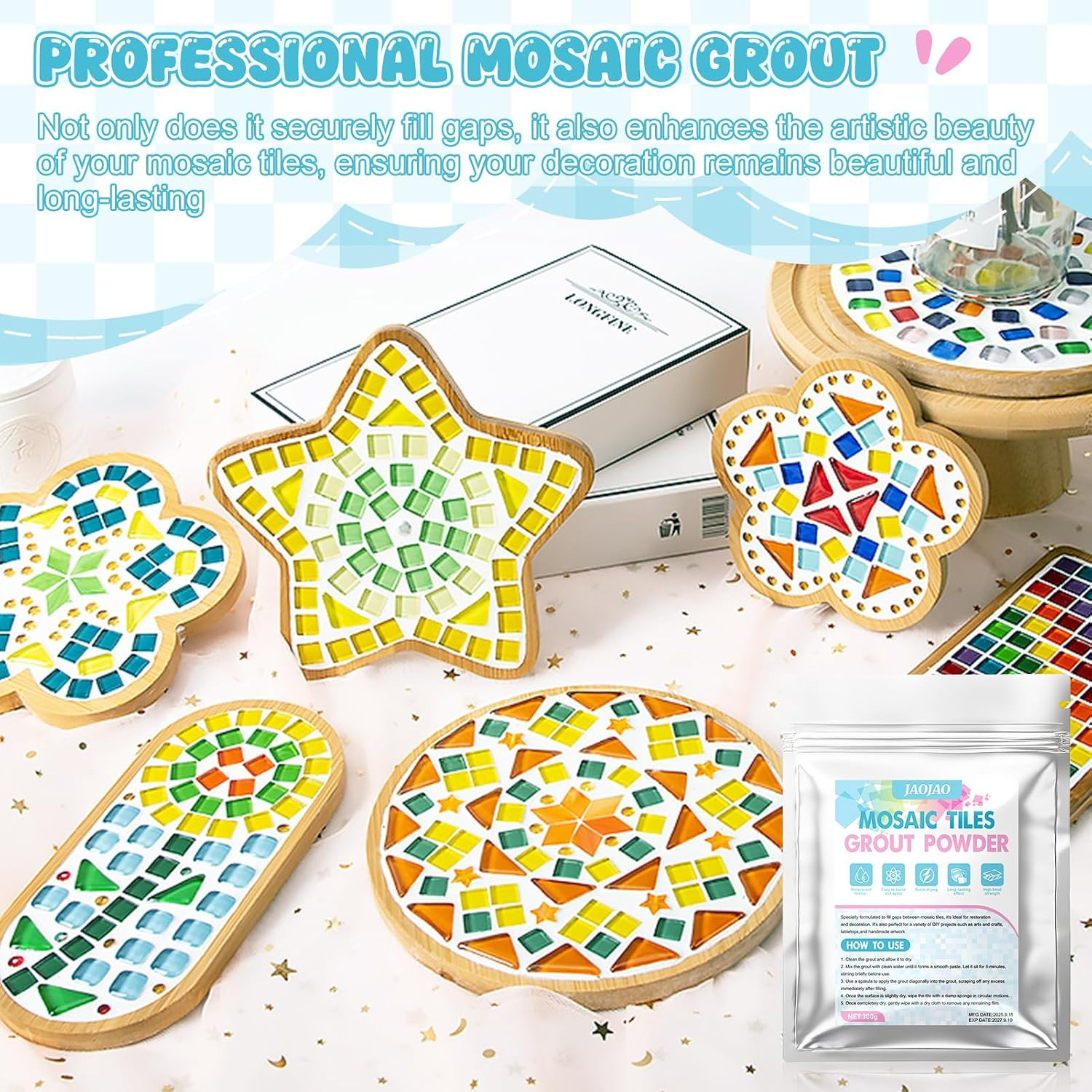 10.6Oz Mosaic Grout Powder, Mosaic Grout for Crafts | White Unsanded Ceramic …
