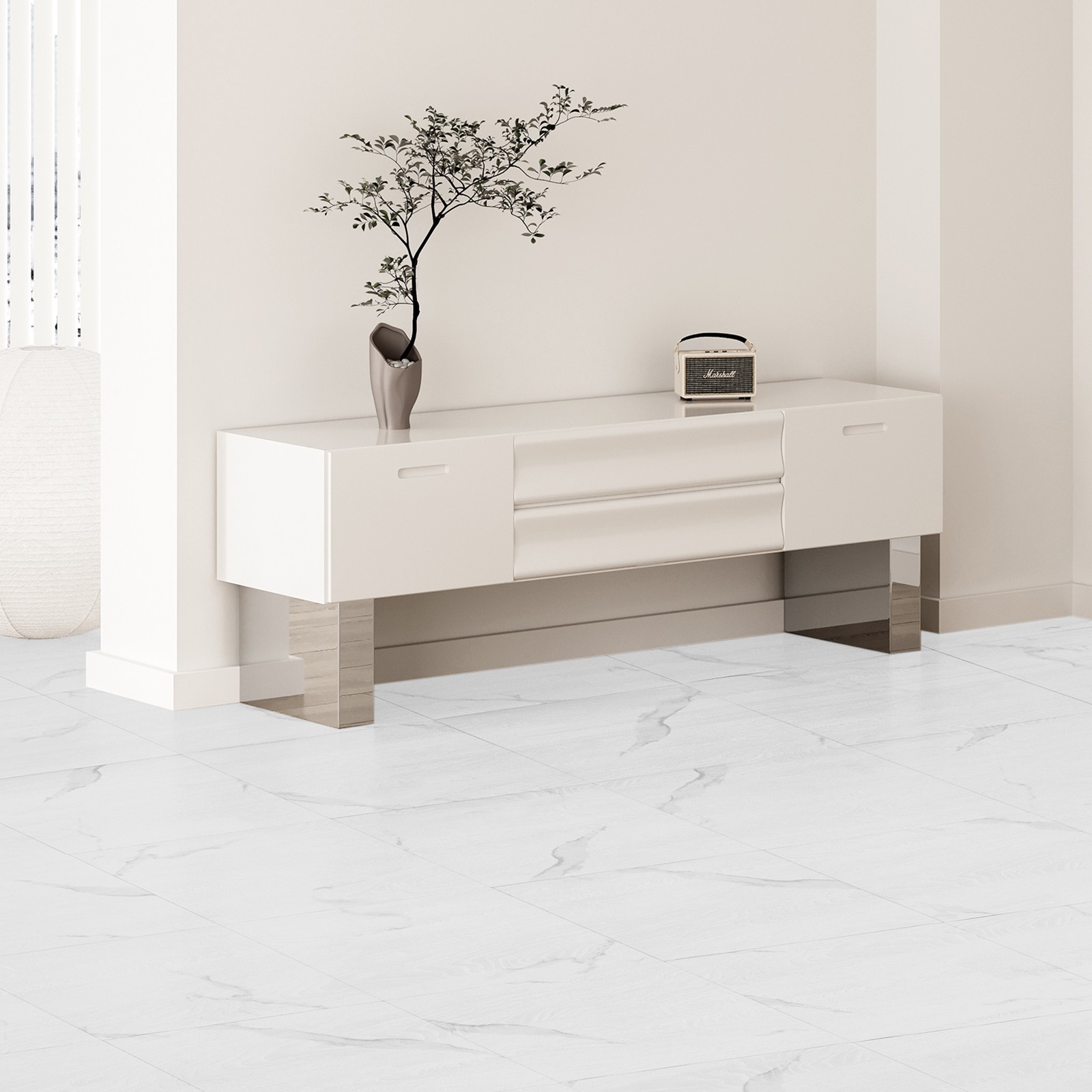 VEVOR 12” x 12” Self Adhesive Vinyl Floor Tiles 50 PCS 1.5mm Thick White Marble