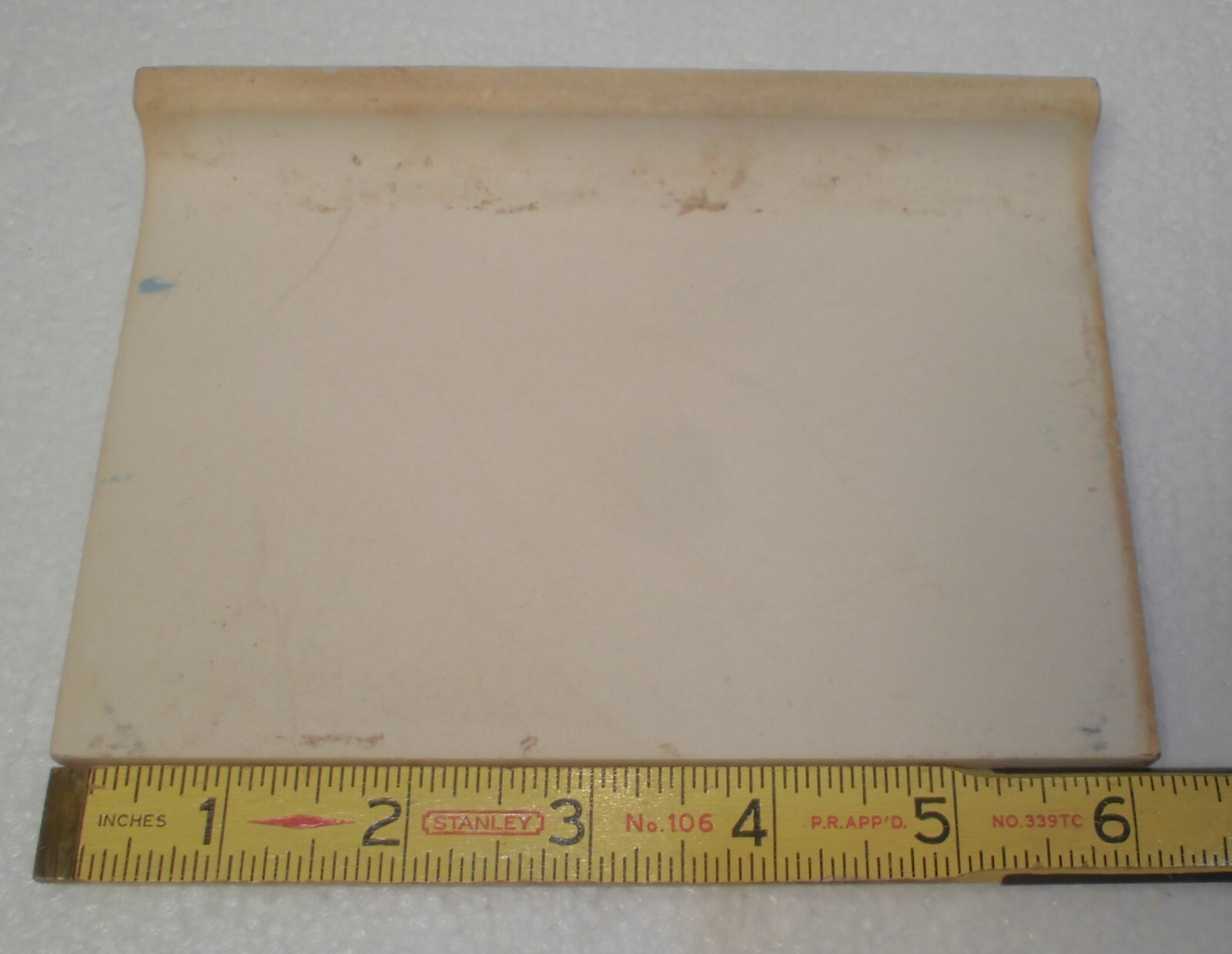 1 pc. *Blue Denim* Glossy Ceramic Bullnose Tile 4-3/8″ X 6-1/8″ by Mid-State Co.