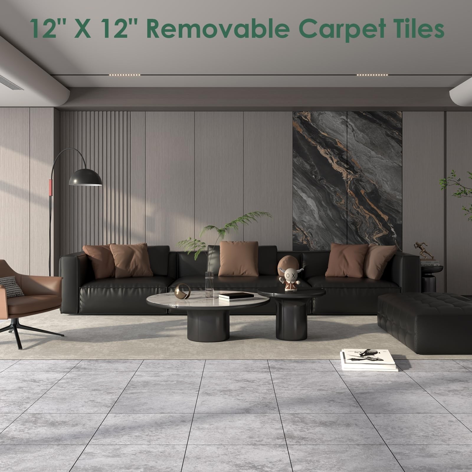 VallisCo 30-Piece 12×12 Floor Tiles 30 Sq Ft Waterproof Self-Adhesive Dark Gray