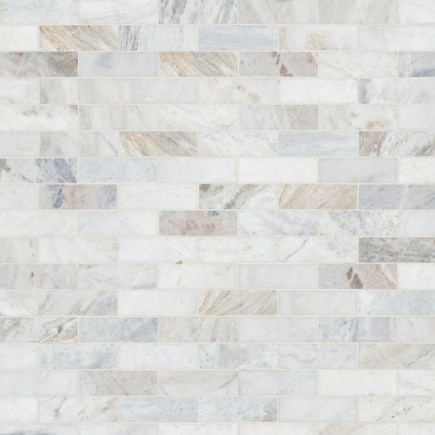 Arabescato Venato White Honed Marble Subway Tile 2×6 for Backsplash & Shower