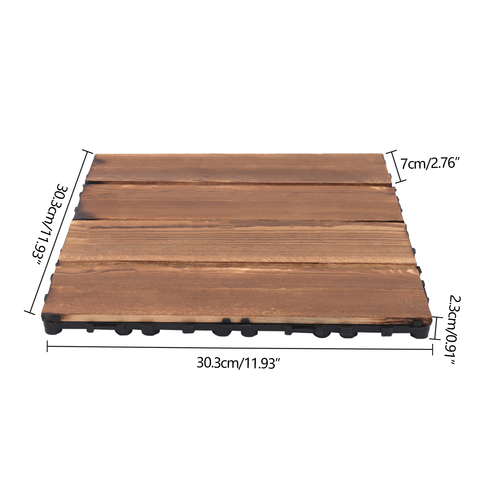 36Pcs Hardwood Interlocking Patio Deck Tiles Wood Flooring DIY Outdoor 12”x12”