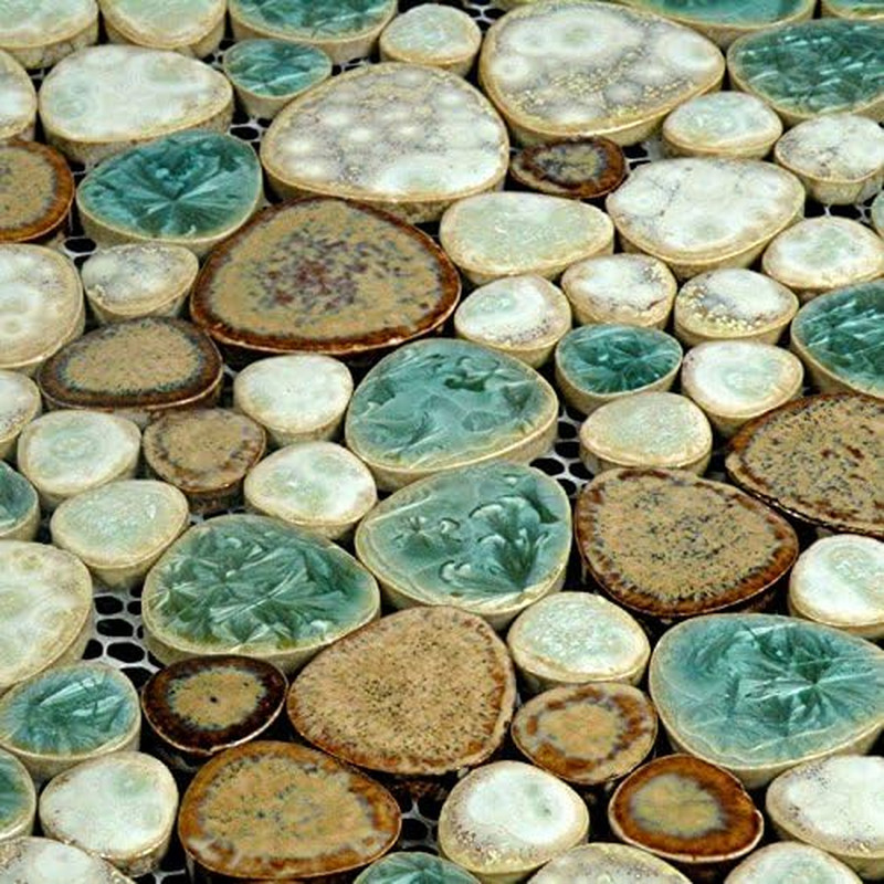 Ocean Blue Ceramic Pebble Mosaic Tile for Kitchen & Bath – 5 Sq Ft