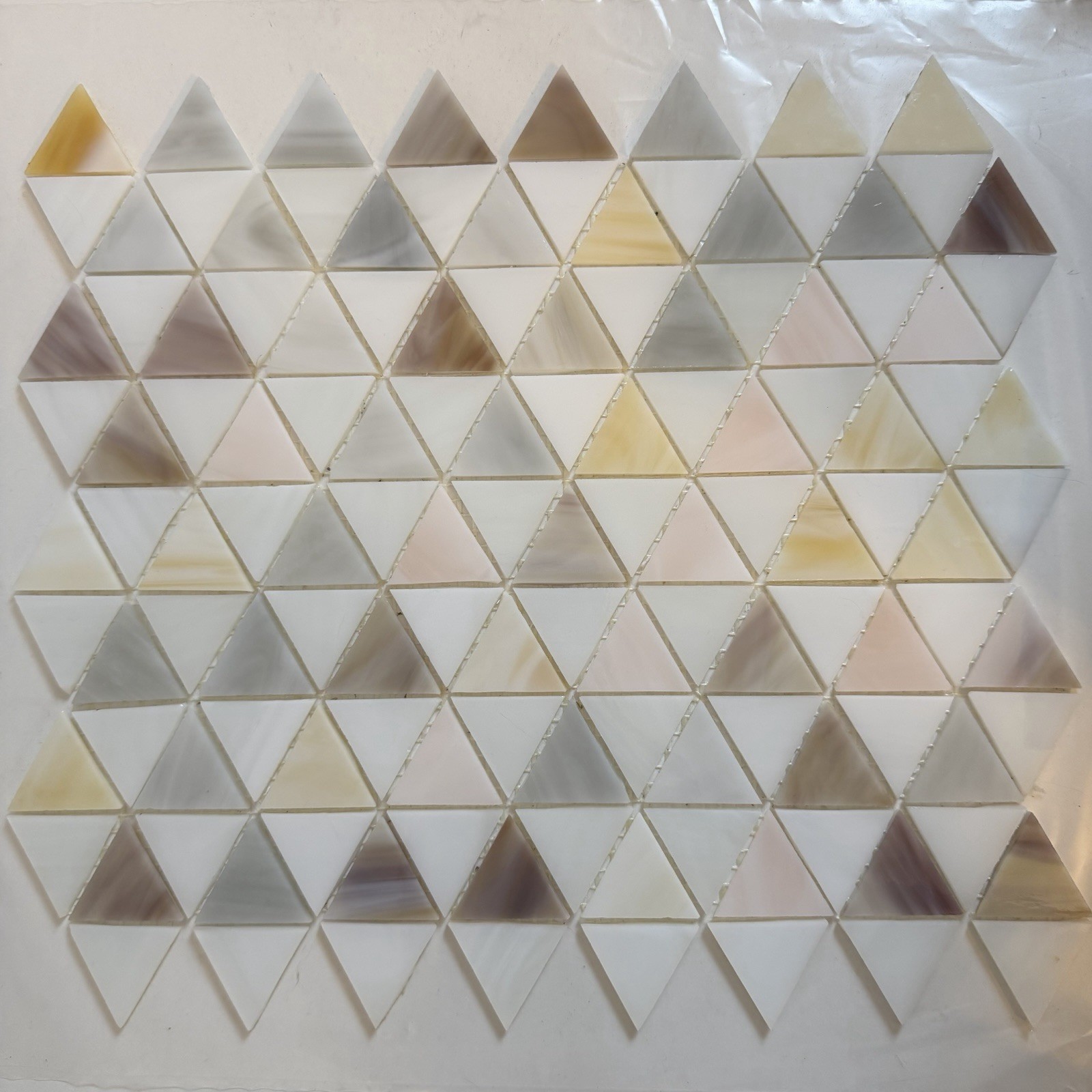 Artistic Tile Trombone Triangles Pink Blend Glass Mosaic Luxury Tile Sheets