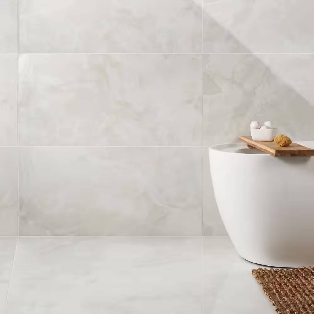 Jume Onyx White 24 In. X 48 In. Polished Porcelain Floor and Wall Tile (15.49 Sq
