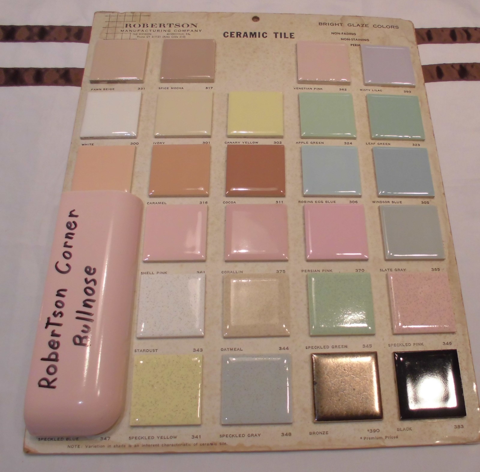2 pcs. *Shell Pink* 2″ X 6″ Ceramic Radius Bullnose Corner Tiles by Robertson
