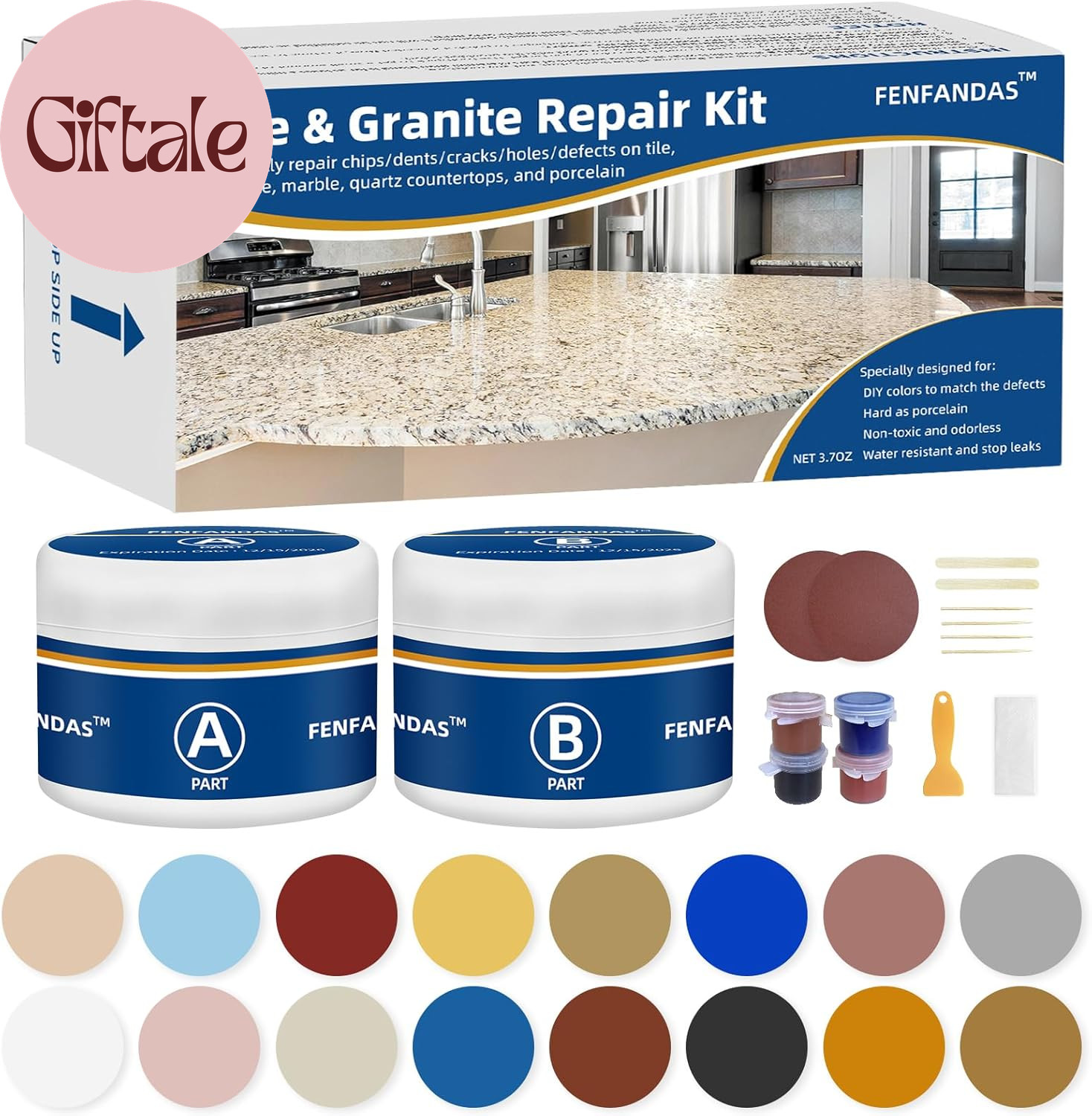 Tile and Granite Repair Kit, Marble Porcelain Stone and Quartz Countertops Repai