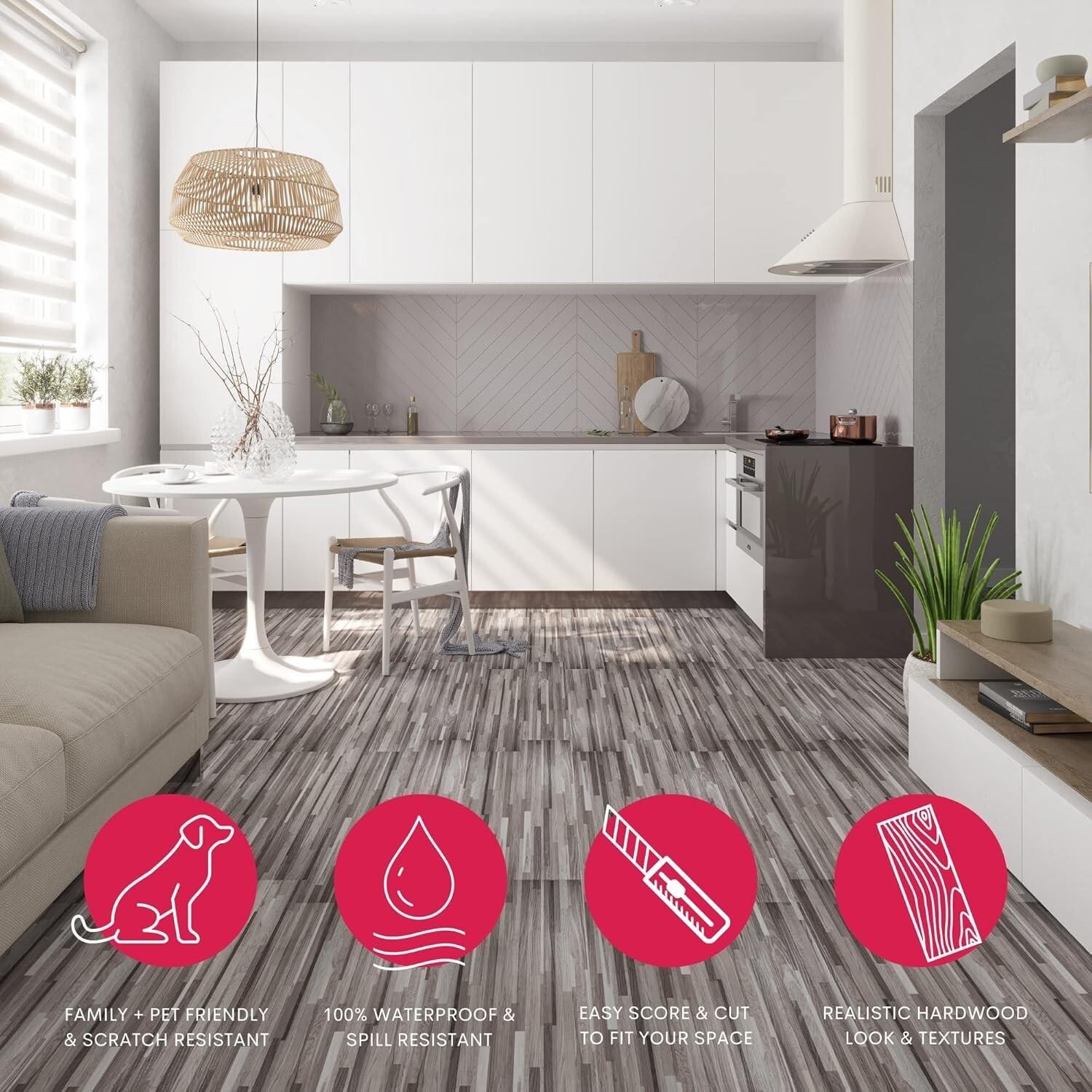 Luxury Vinyl Floor Tiles | Peel & Stick Adhesive Flooring for Diy Installatio…