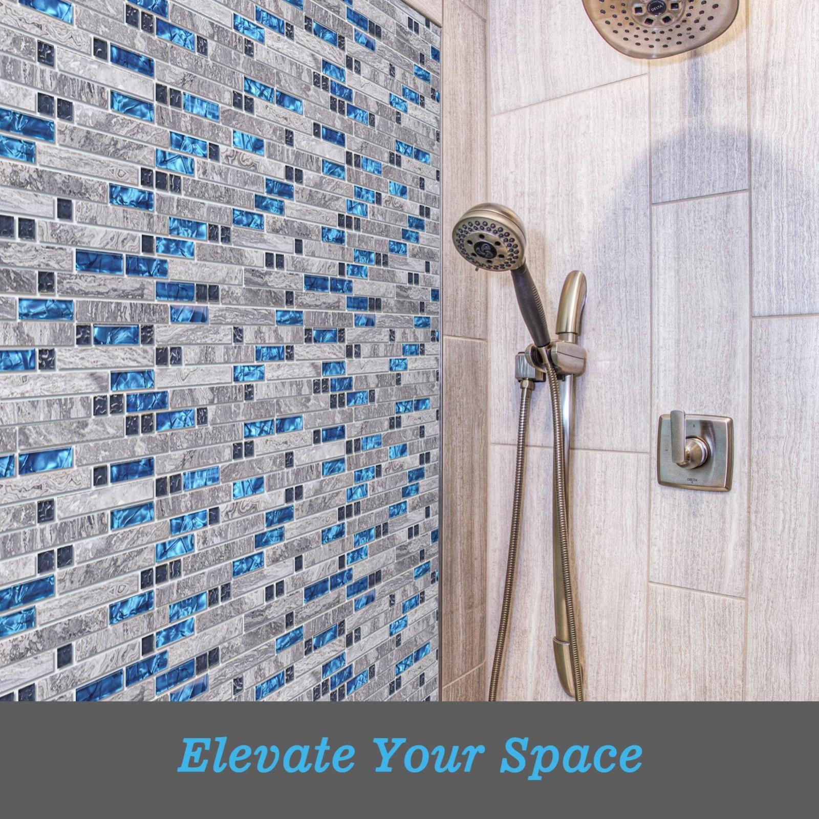 Art3d 12″x12″ Glass-N-Natural Marble Mosaic Tile for Bathroom Kitchen Backsplash