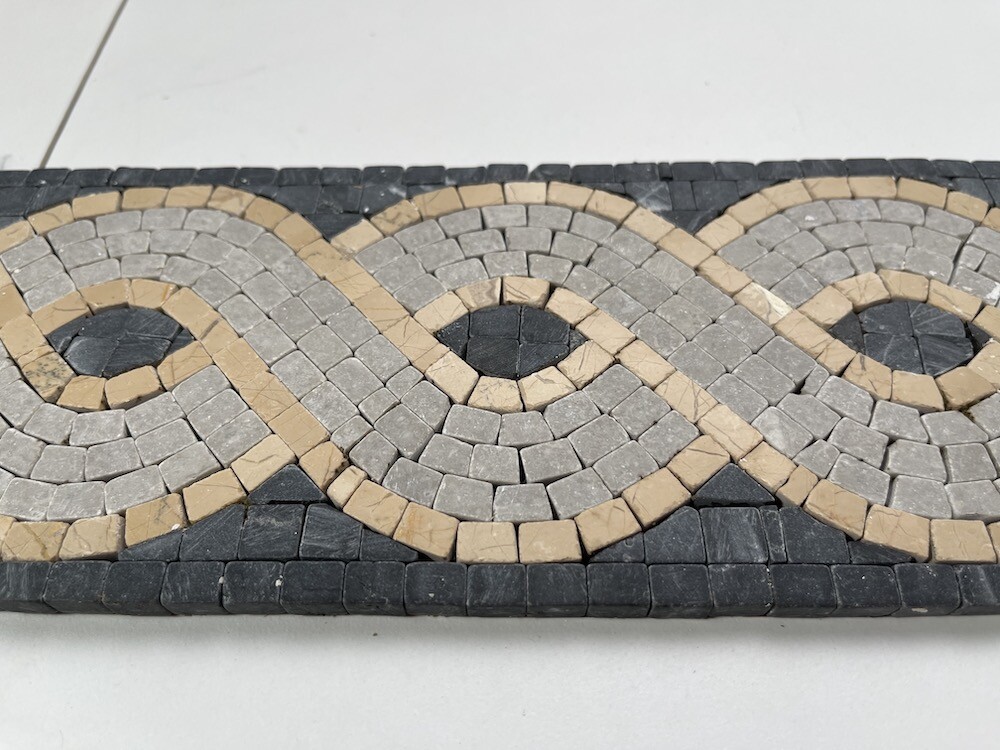 B4668T Marble Mosaic Border Listello Accent Tile Wave Nero 4×12 Tumbled