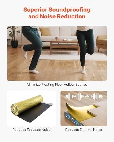 3-in-1 Flooring Underlayment 200 sq ft, 3mm Thick Foam Padding, Soundproof & Vap