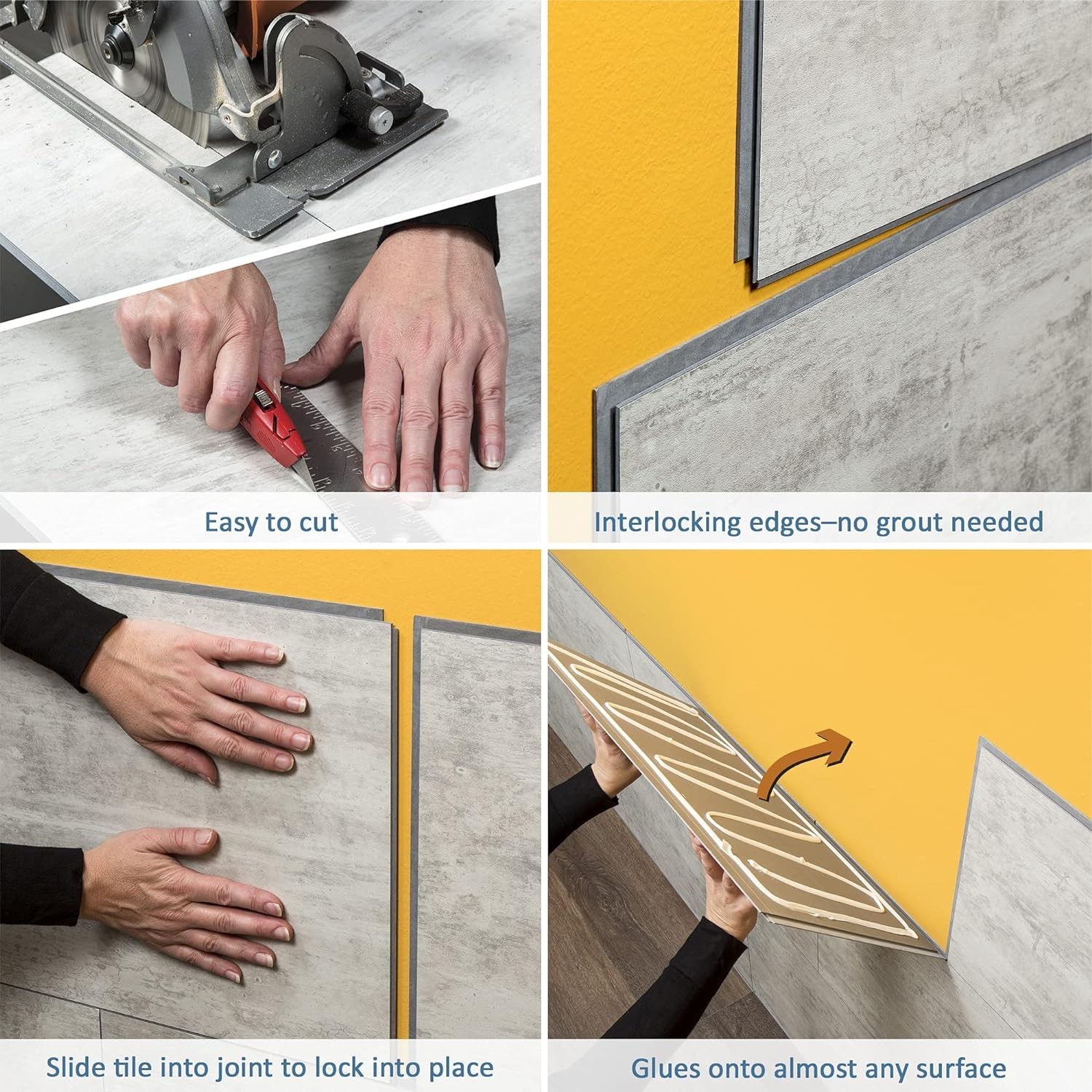 25.6 in. x 14.8 in. Interlocking Vinyl Waterproof Wall/Backsplash Tiles for K…