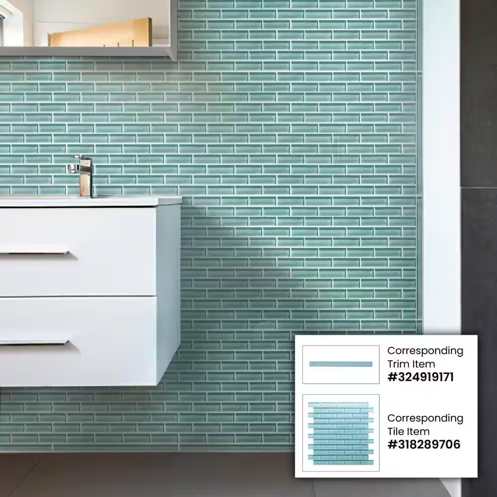 Light Blue 11.9 In. X 11.9 In. Polished Glass Mosaic Tile (4.92 Sq. Ft./Case)
