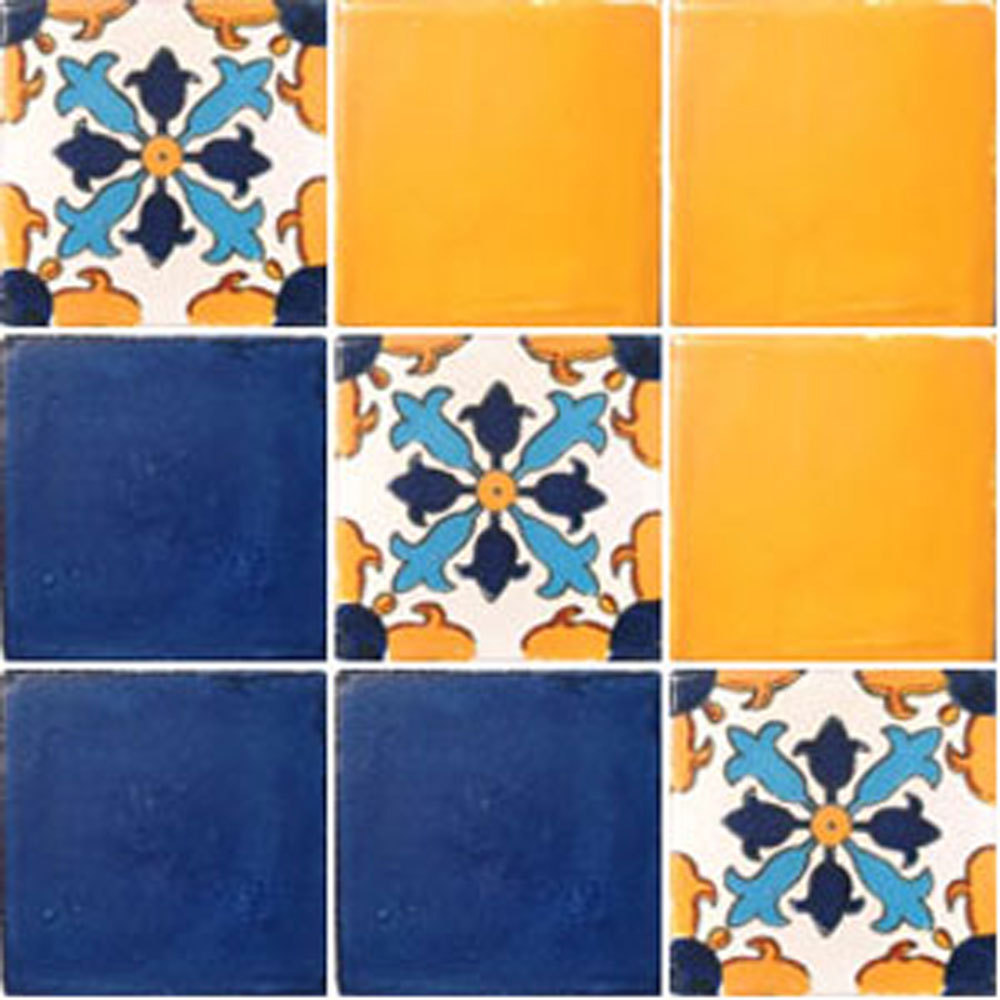 SET #082) With NINE Mexican Tiles Ceramic Clay Handcrafted Mexico
