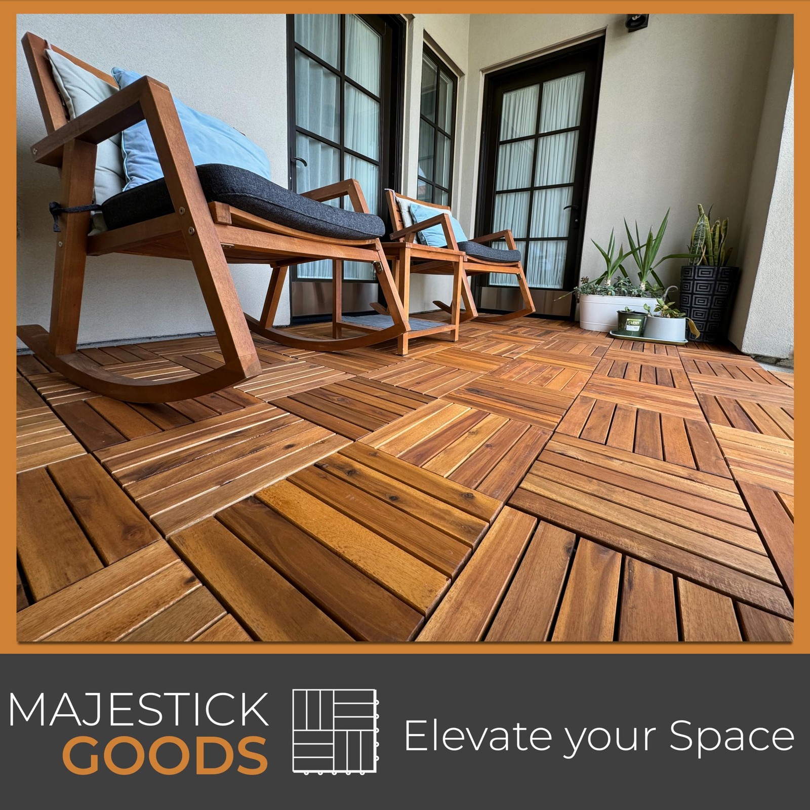 Interlocking Long Slat Deck Tiles, Acacia Wood Interlocking Deck Tiles – Easy…