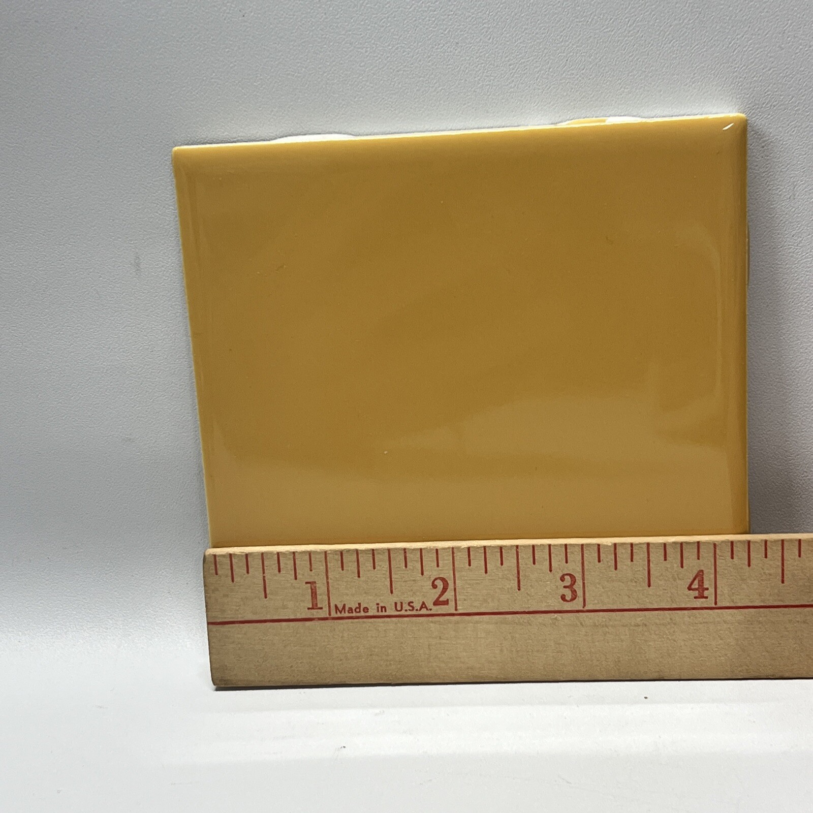 Harvest Gold Ceramic Tile 4 1/4 Vintage FT Mid Century Modern 4×4 Yellow Tile