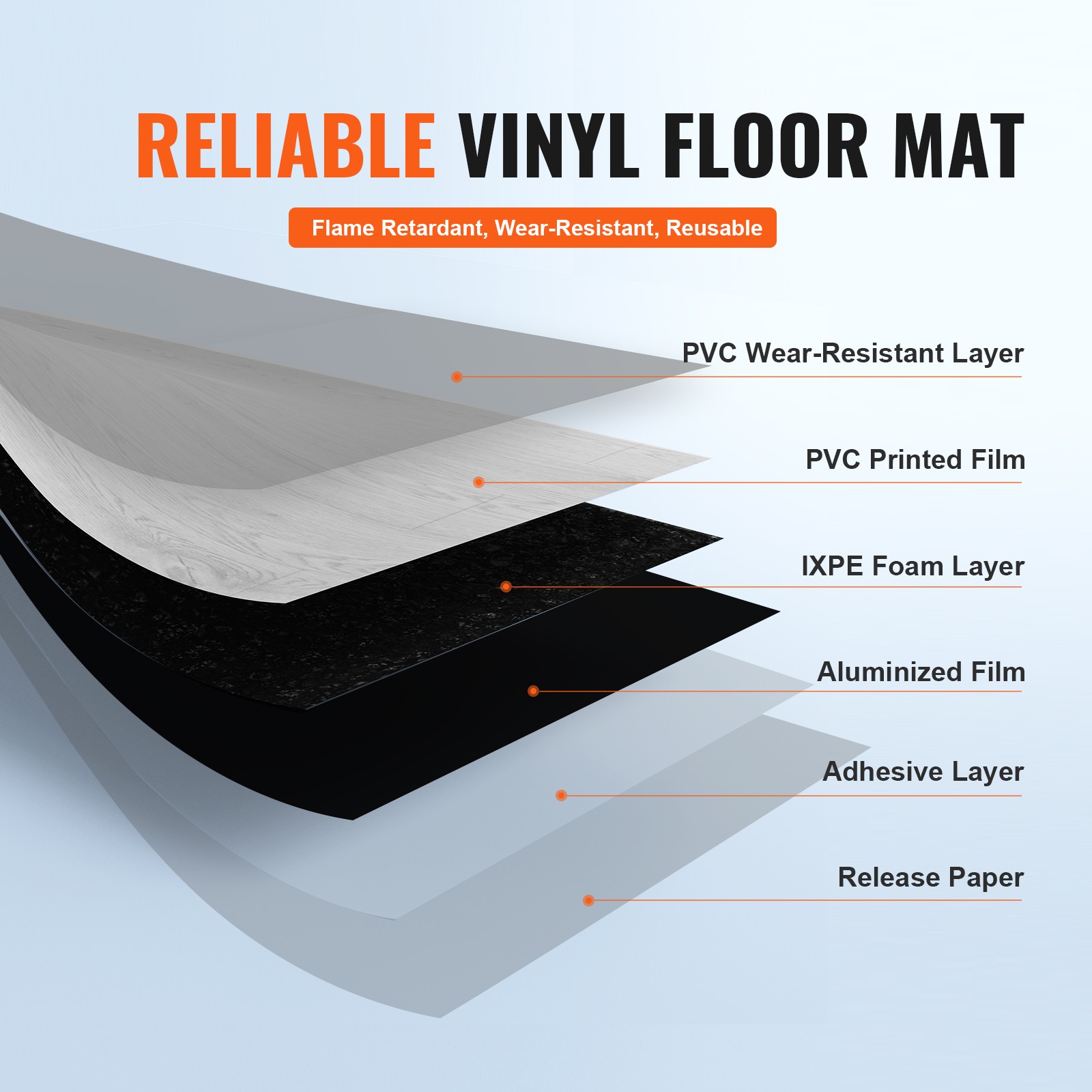 Uimoso 32.5FT Adhesive Vinyl Flooring, 1.5mm Thick, Light Gray Wood Design