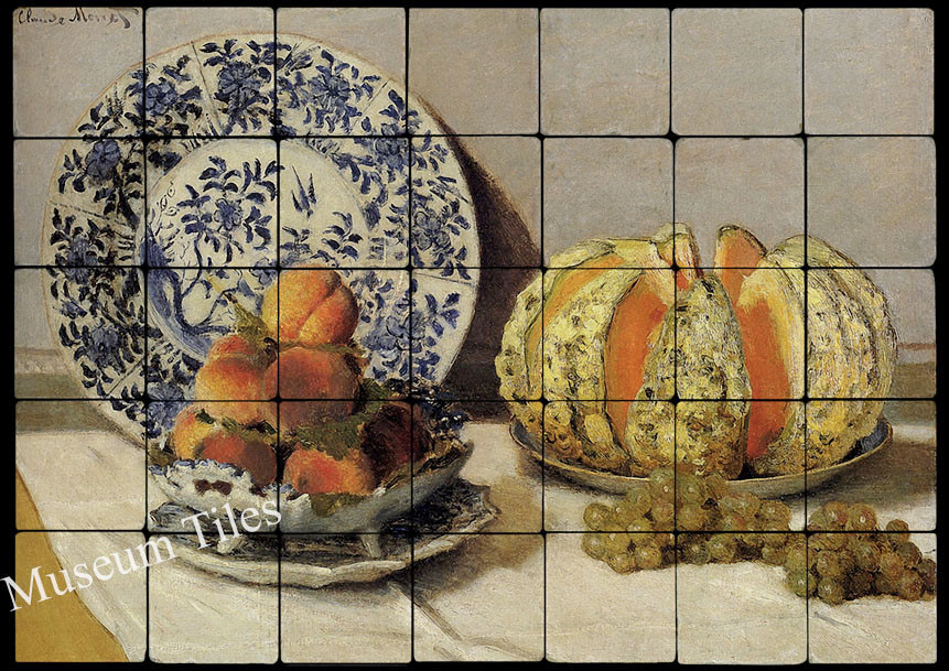 28×20 Monet Still Life with Melon Art Tiles for Kitchen