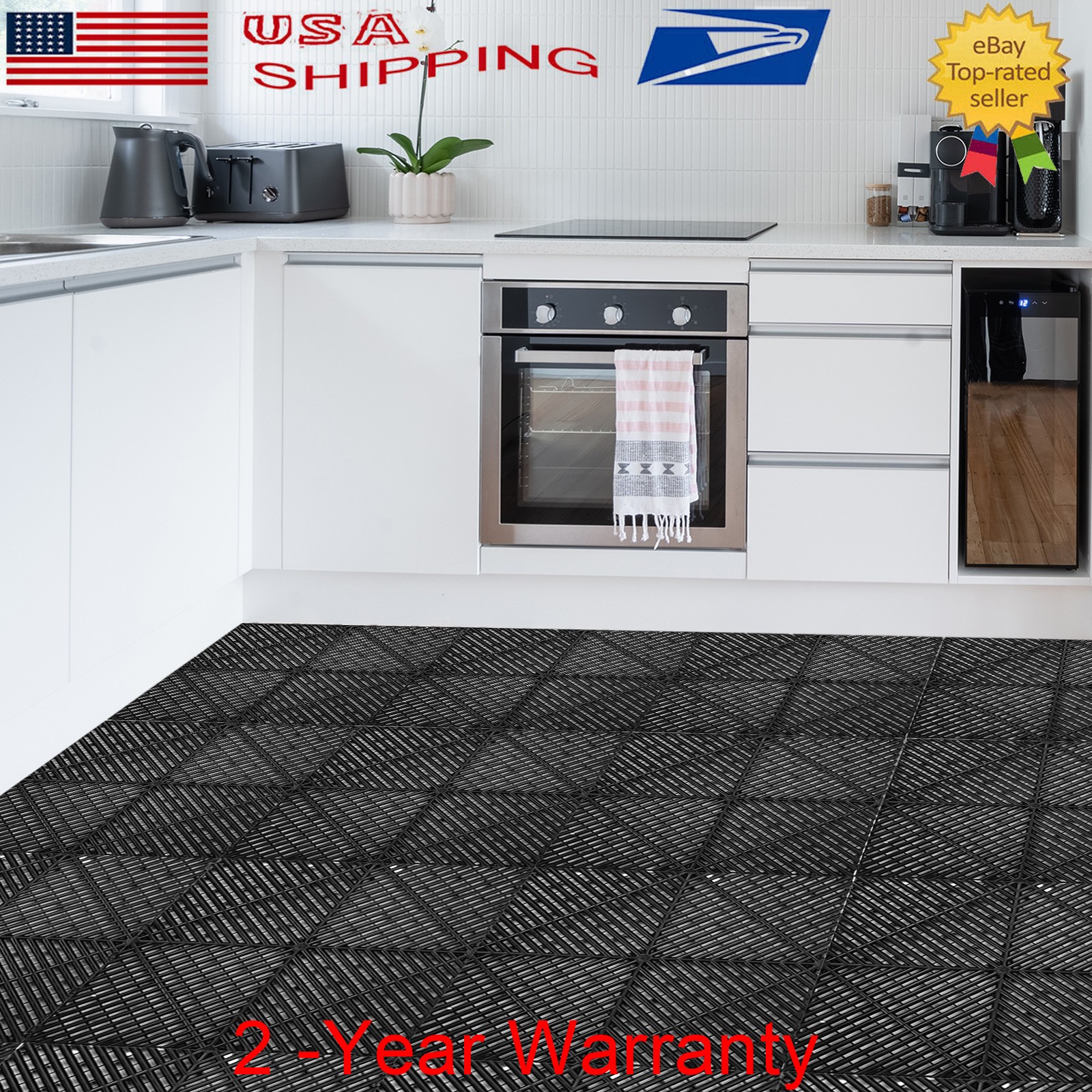 50Pcs Garage Floor Tiles Interlocking PVC 15.75”x15.75” Vented Water Drainage